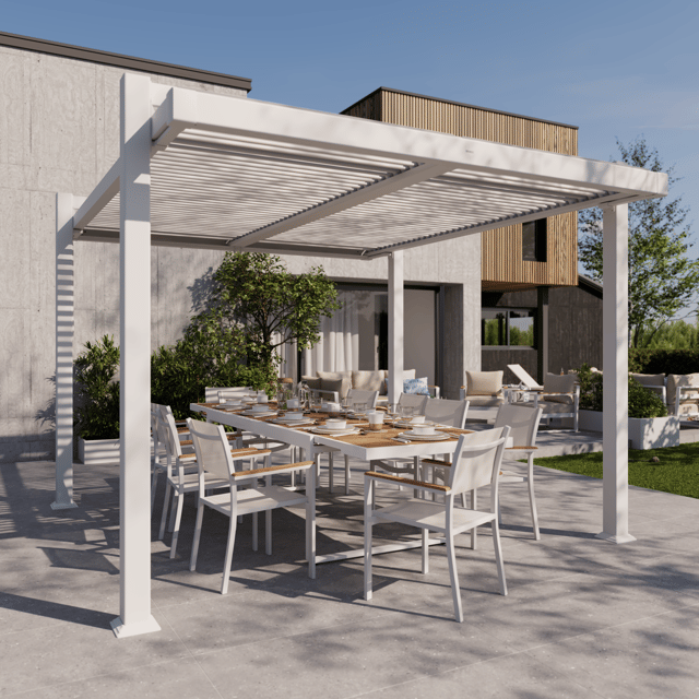 Pérgola de aluminio NATERIAL Persea blanco de 320x360 cm