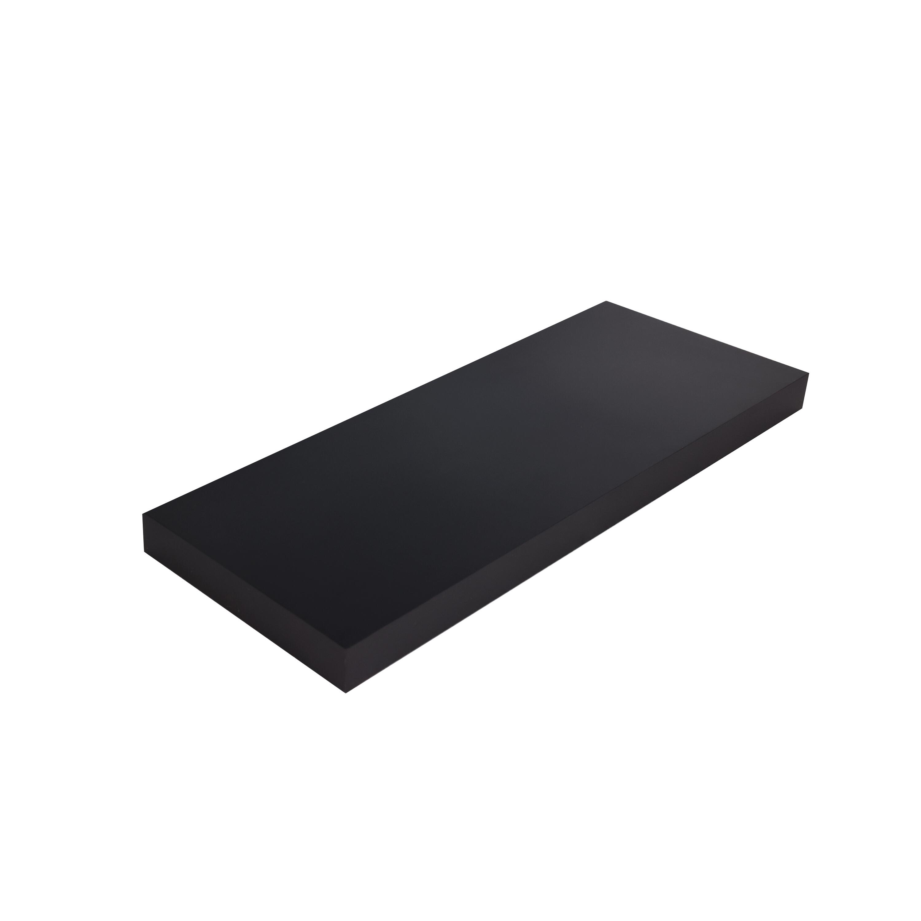Estante de pared de madera mdf spaceo rectangular color negro 60x23.5 cm
