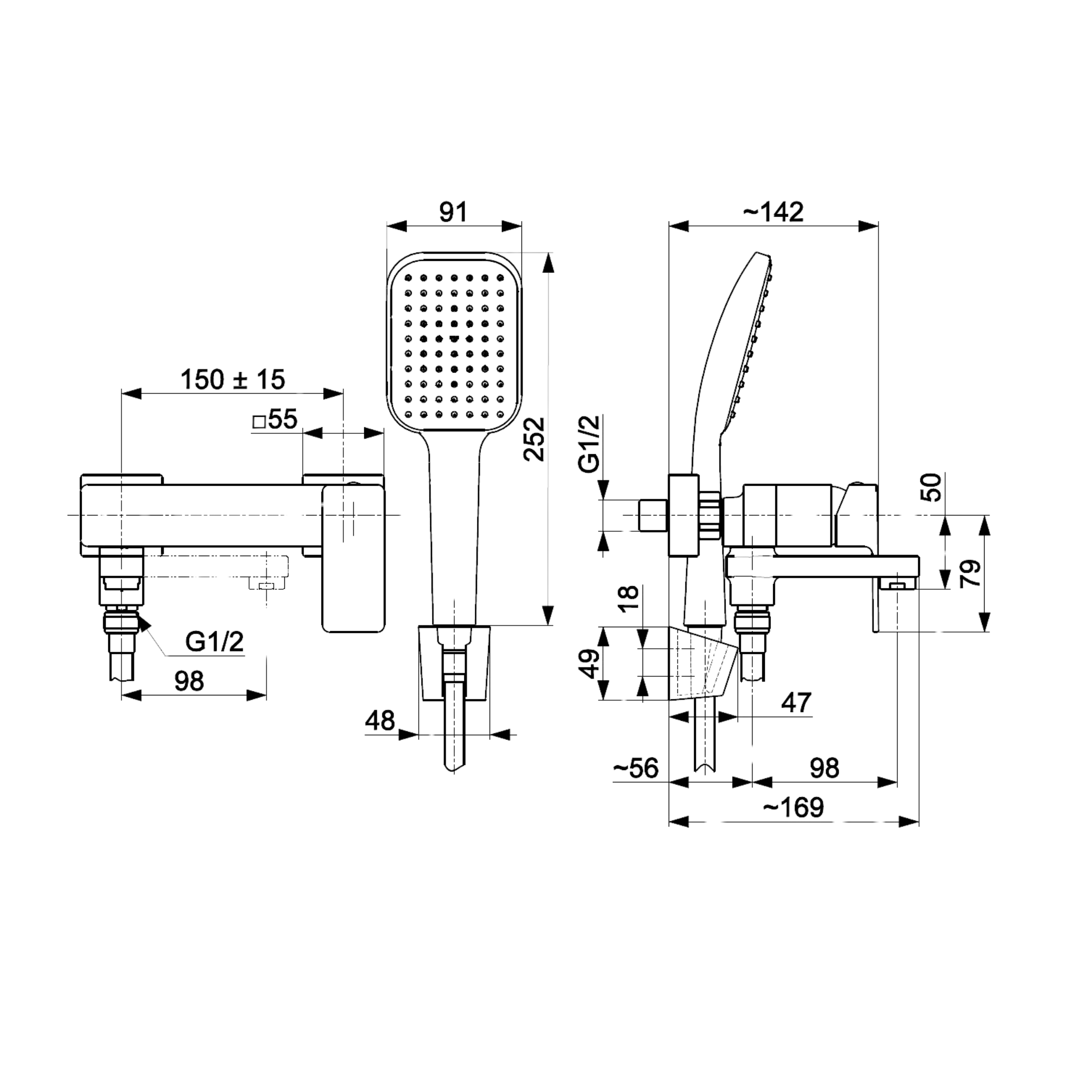Bateria wannowa gun metal Dust KFA Armatura - 5