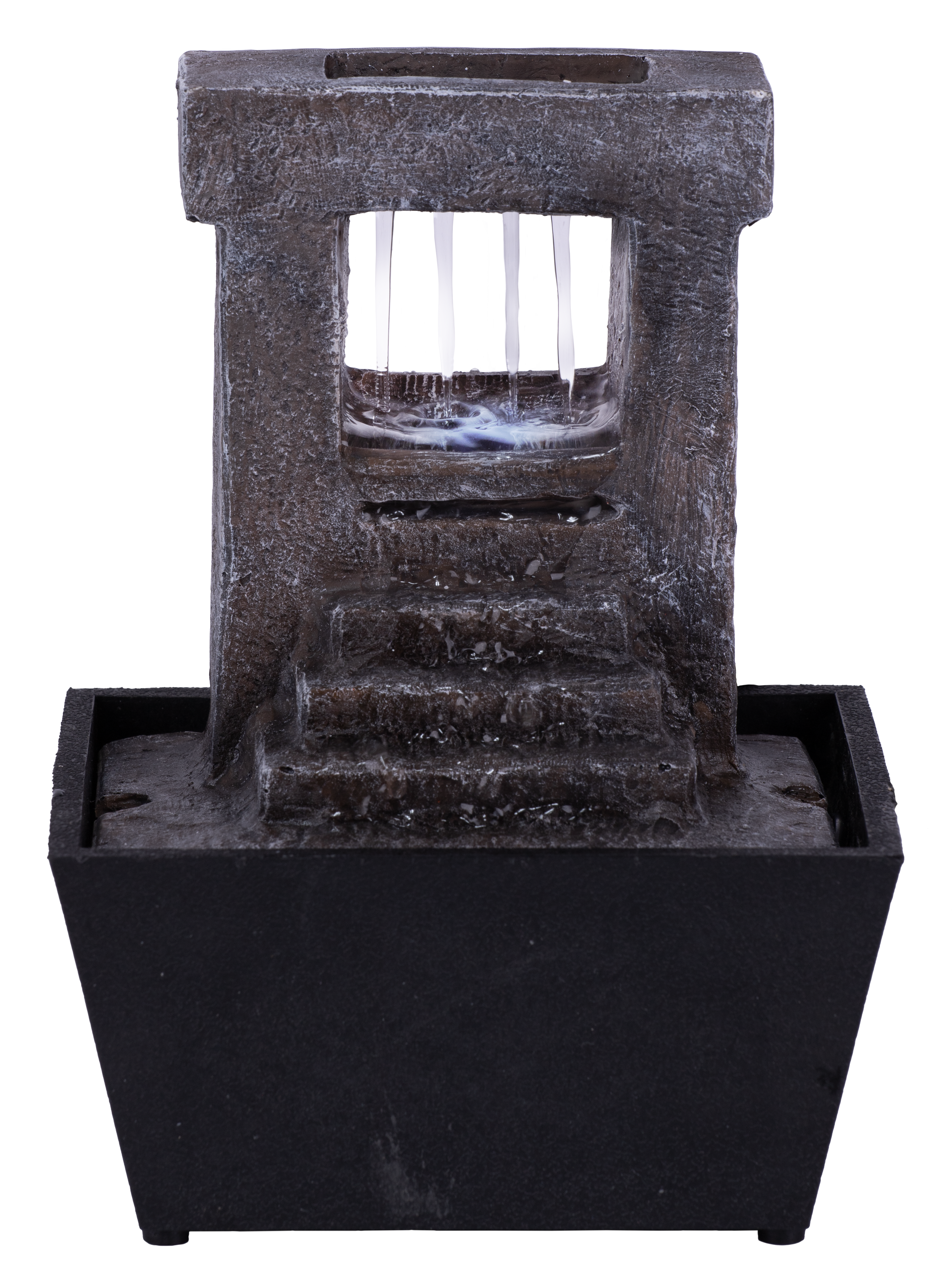 Fontanna dekoracyjna do ogrodu ze światłem LED schodki DLH