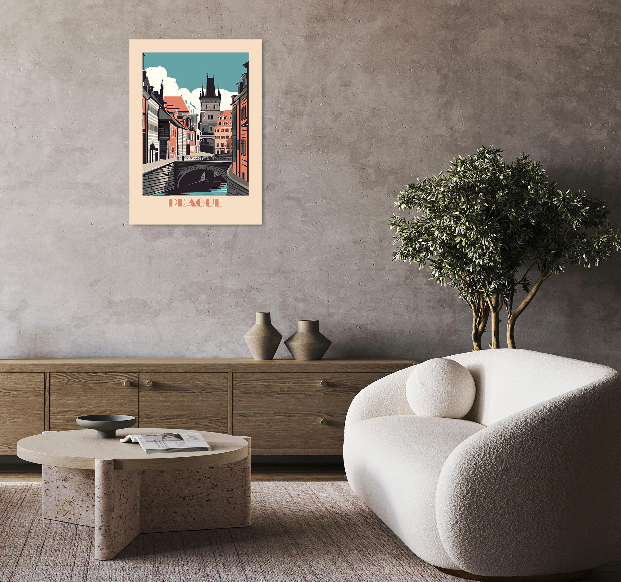 Pintura impresa sin marco praga puente 70 x 50 cm