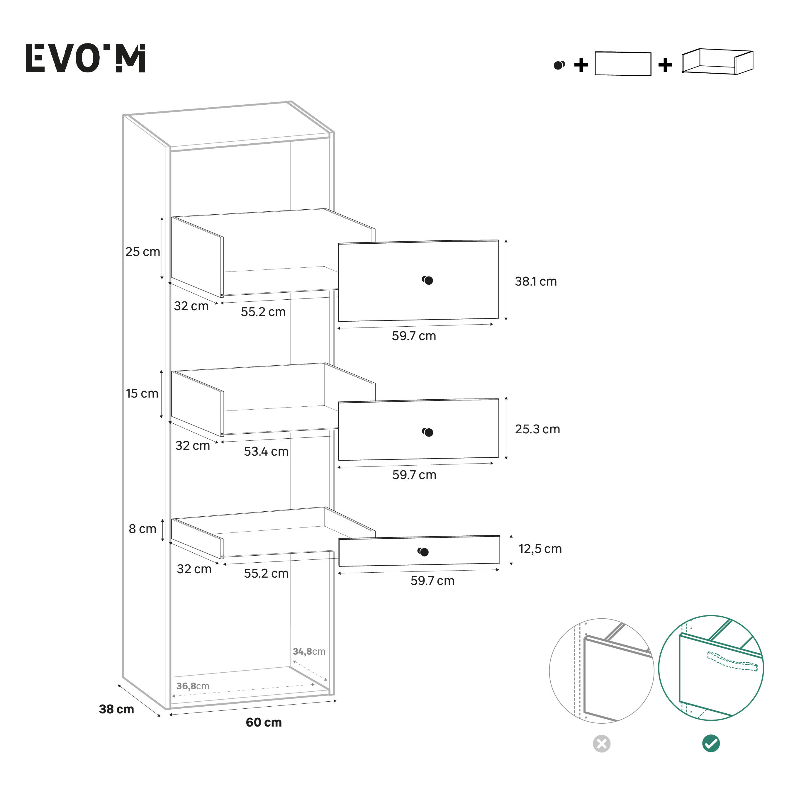 structure et façade de tiroir EVO'M - 0