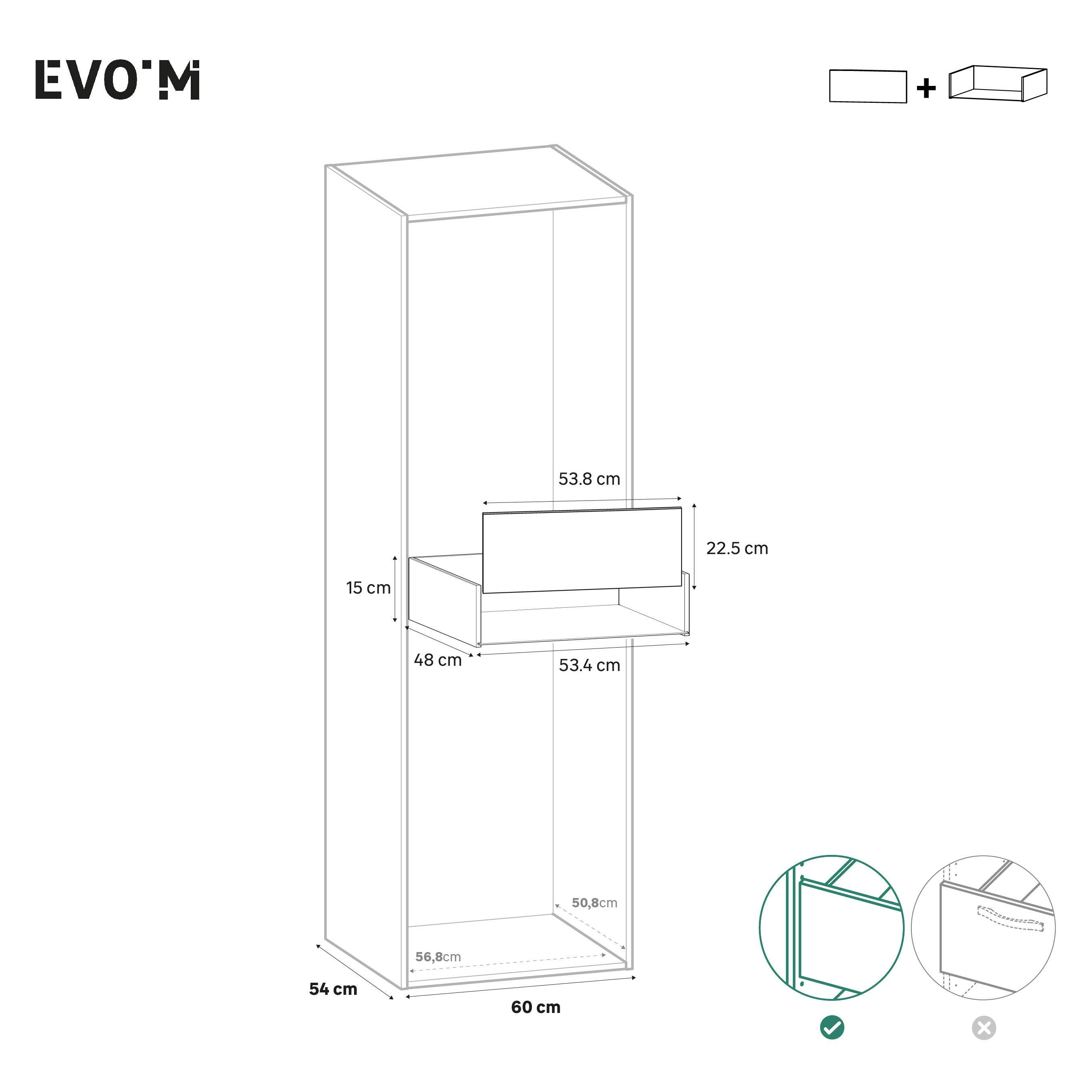 Compatibilité structure et façade de tiroir intérieur - 1