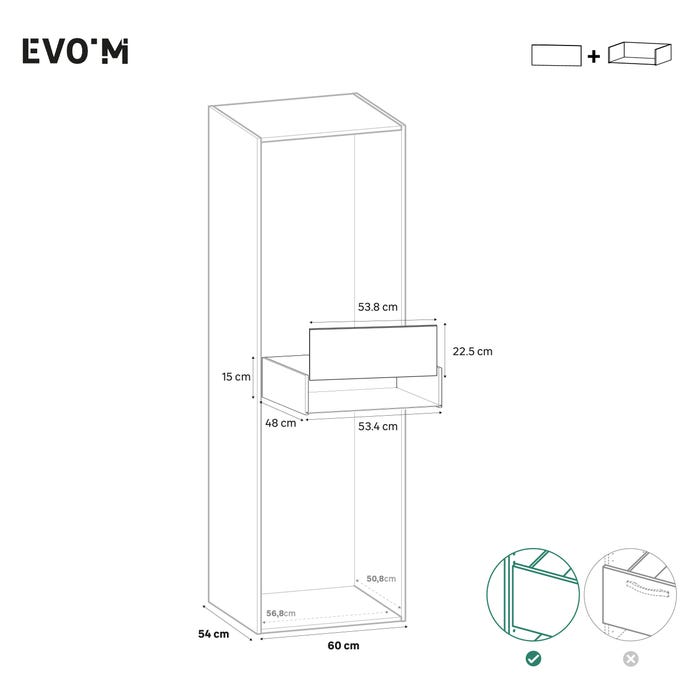 Compatibilité structure et façade de tiroir intérieur