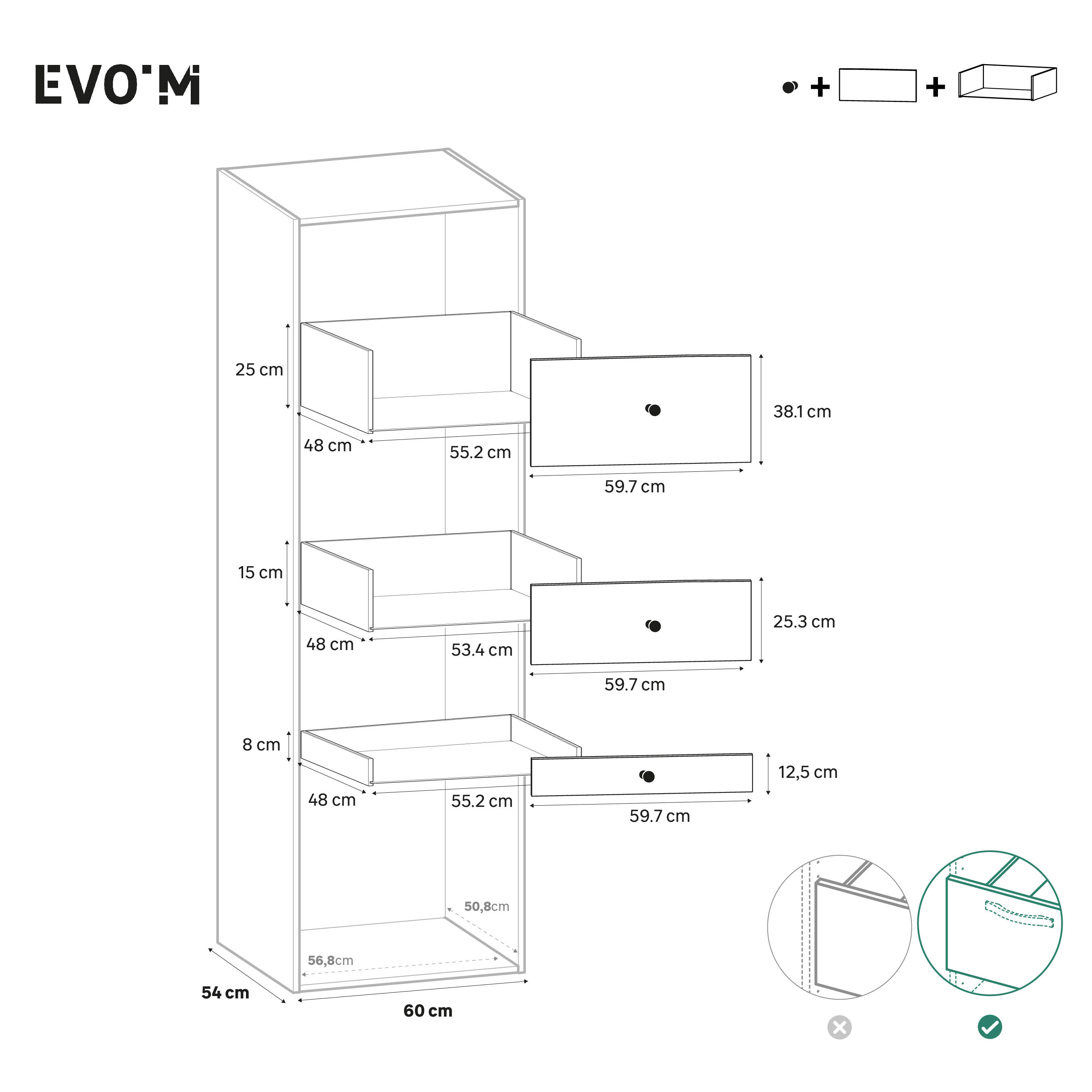 Compatibilité structure et façade de tiroir extérieur - 0