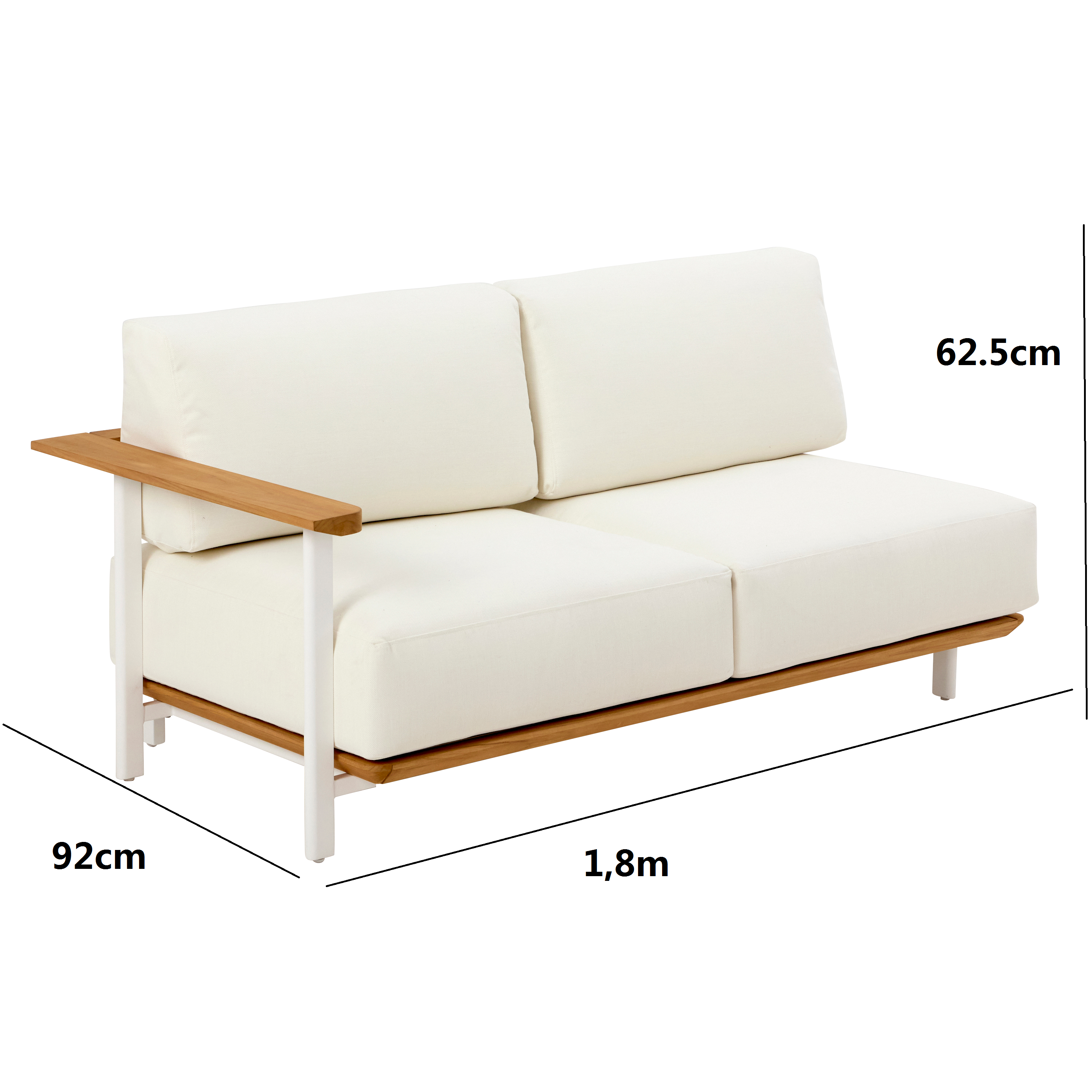 Canapé 2 places NATERIAL Duna en aluminium et teck - 5