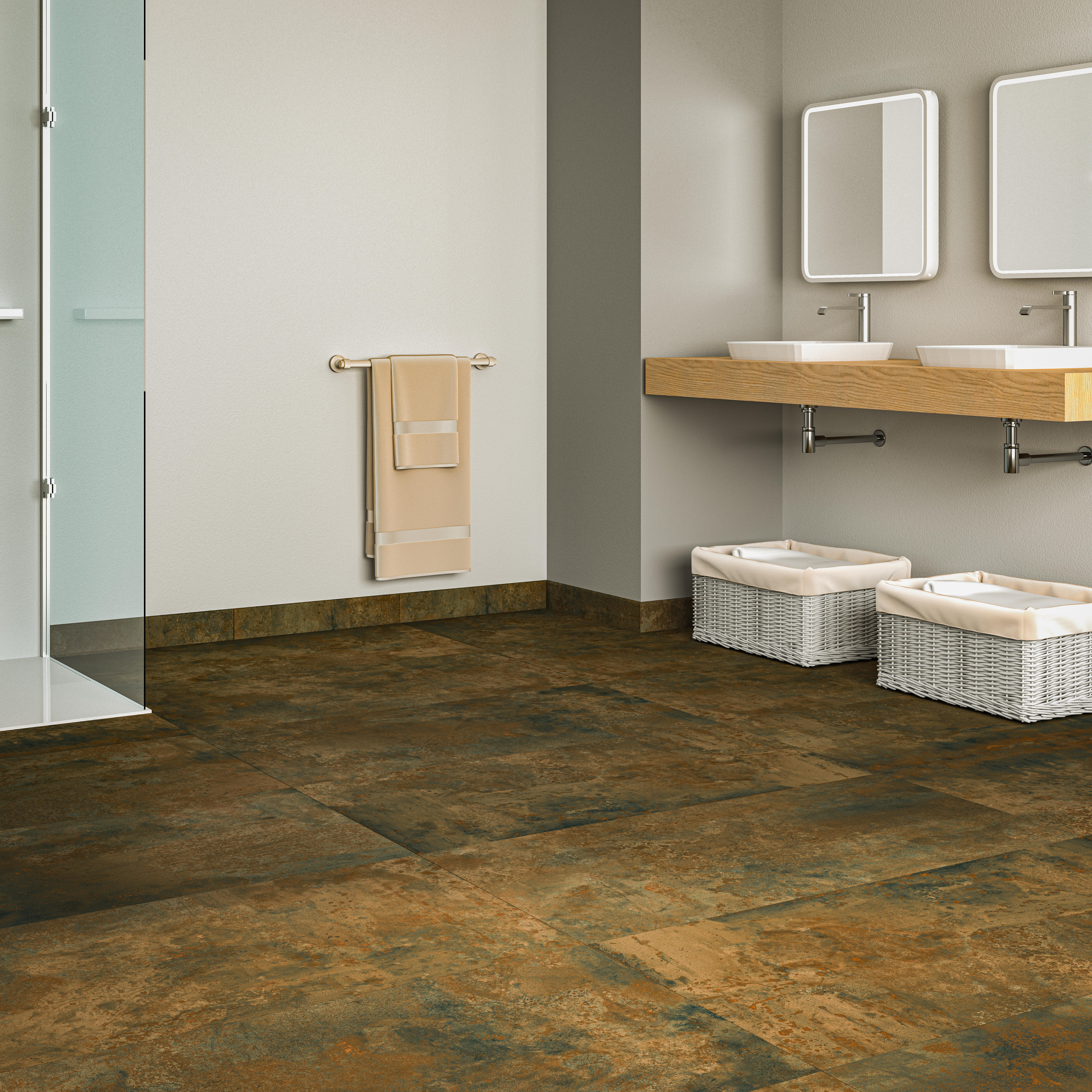 Suelo porcelánico iron efecto metal cobre 60x60 cm c1 artens