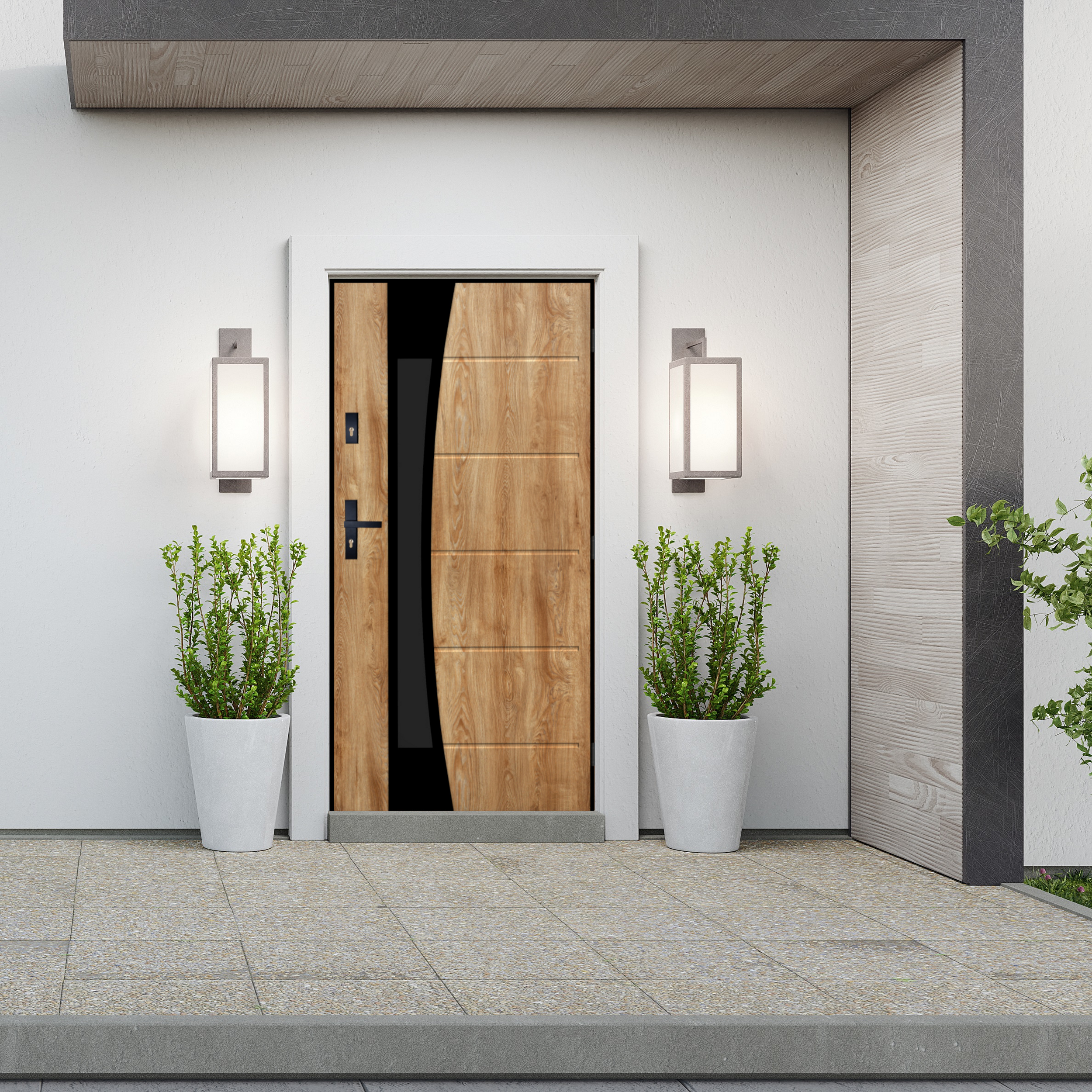 Drzwi zewnętrzne stalowe wejściowe Lyon Black Dąb Turner 90 prawe Pantor - 3