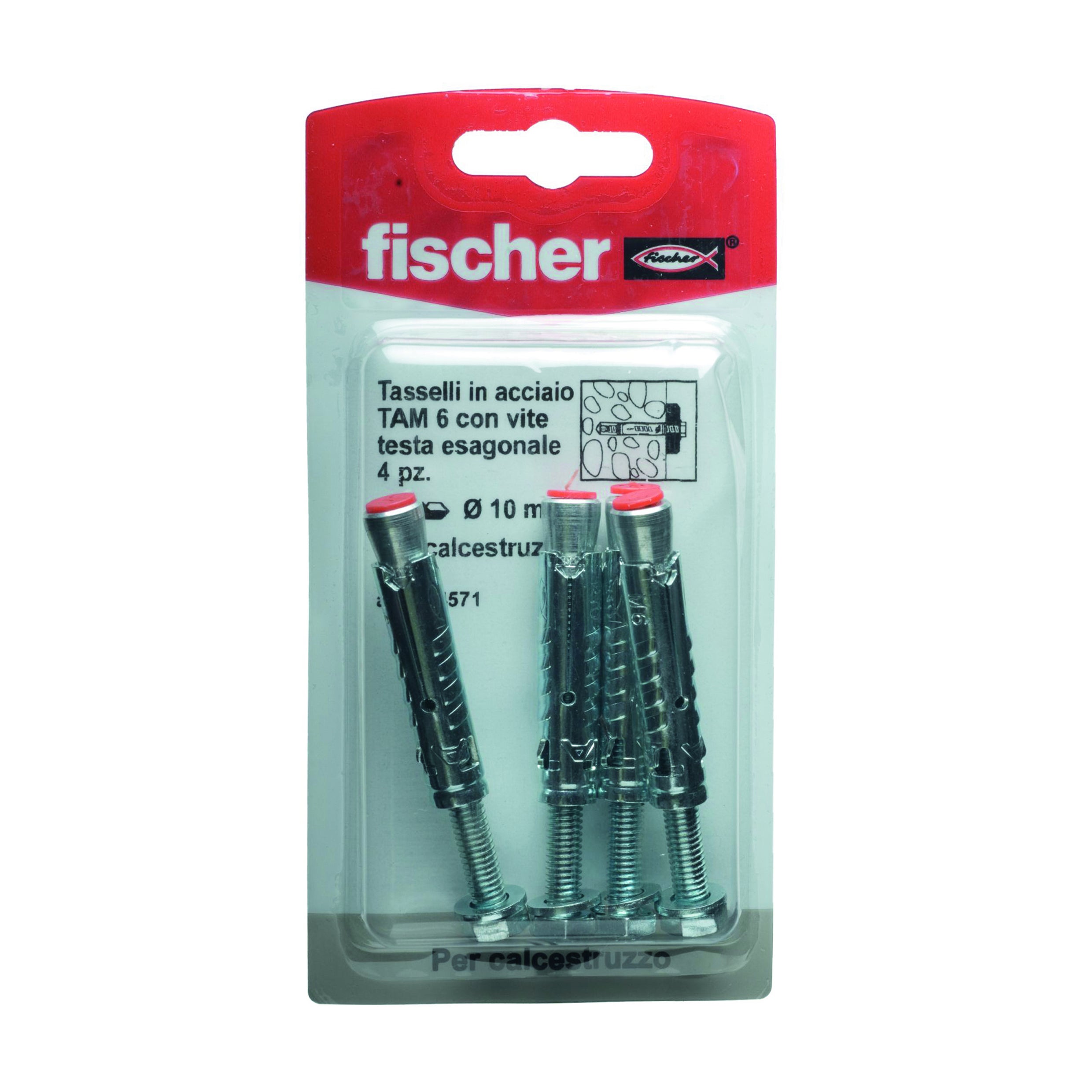 Set di tasselli con bullone FISCHER TA M6 S/10 K - L.grigia in acciaio ø 6 mm, 4 pezzi - 3
