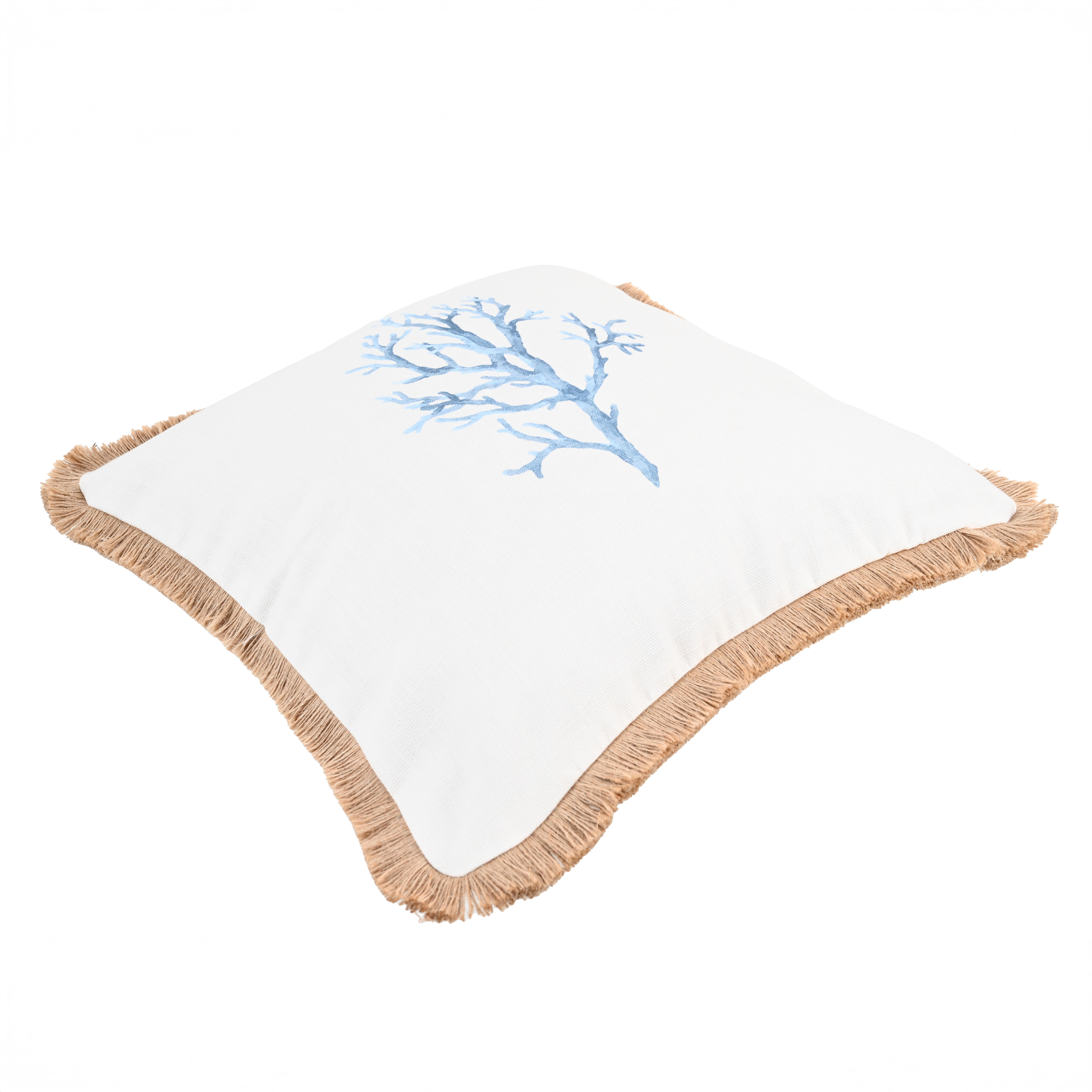 Almofada Coralium 45x45cm algodão azul e bege - 15