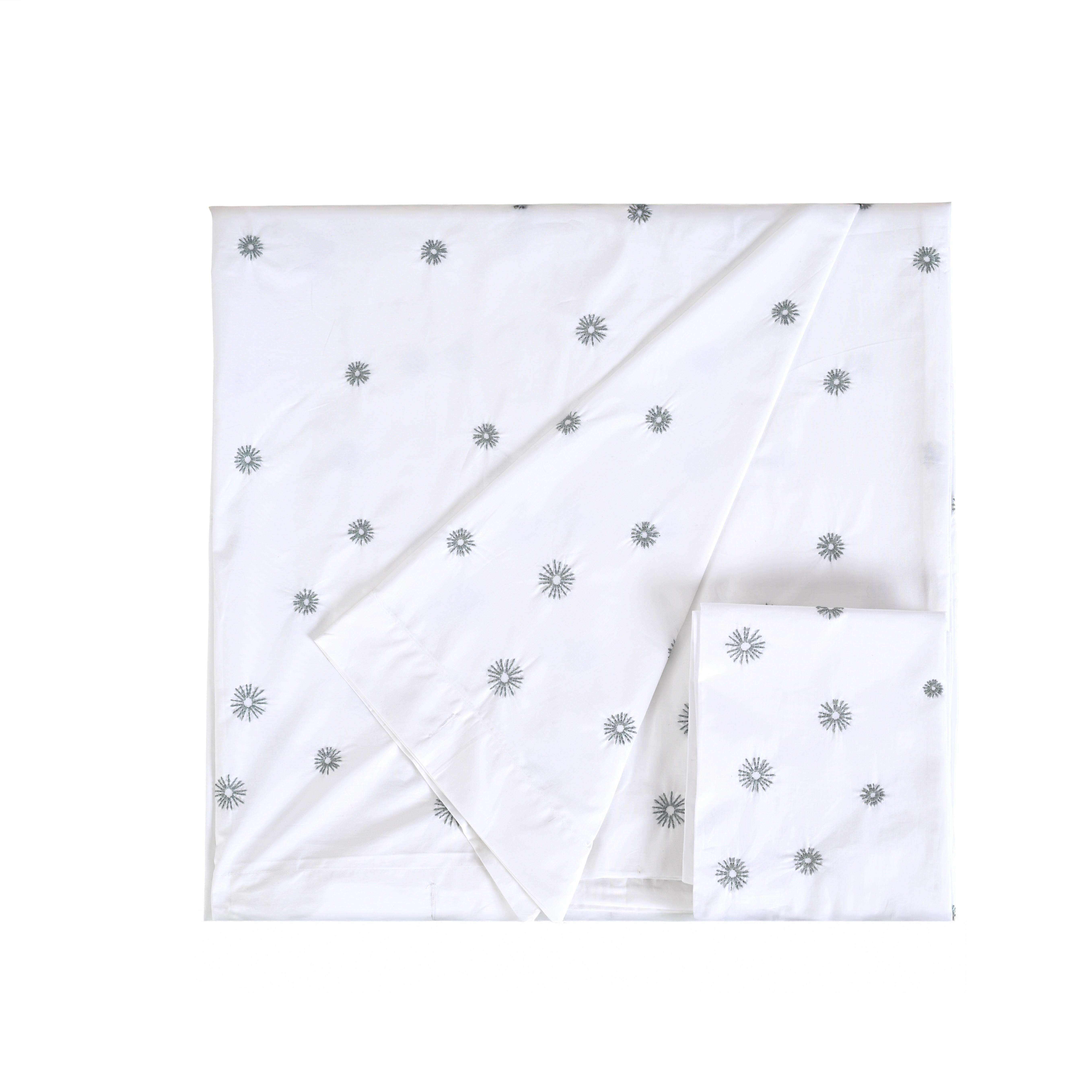 Funda nórdica + 2 fundas de almohada Joyful Poleo algodón 200 hilos flor blanco para cama de 135 cm, reversible - 3