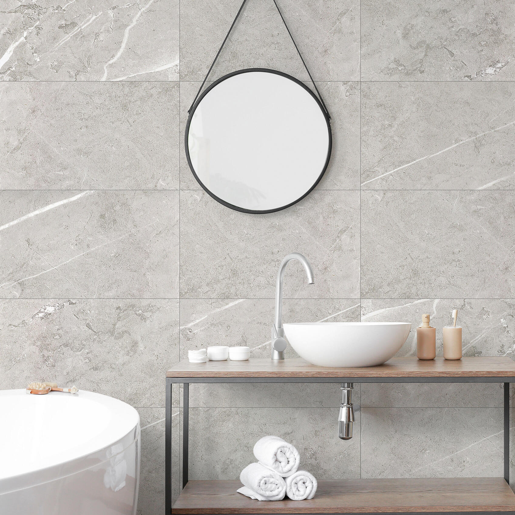 Revestimiento de pared decorativo de pvc inspiro vague gris de 75x45cm