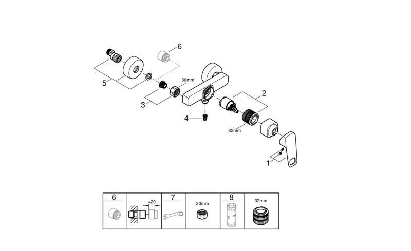 Mitigeur de douche mécanique noir, Clova Pulse, GROHE - 9