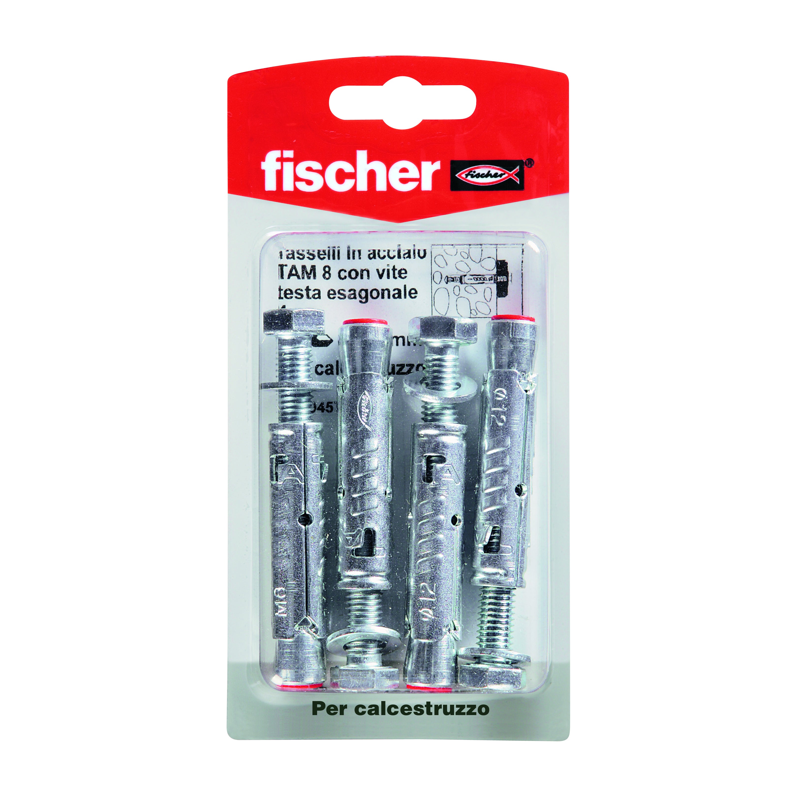 Set di tasselli con bullone FISCHER TA M8 S/10 K - L.grigia in acciaio ø 8 mm, 4 pezzi - 3