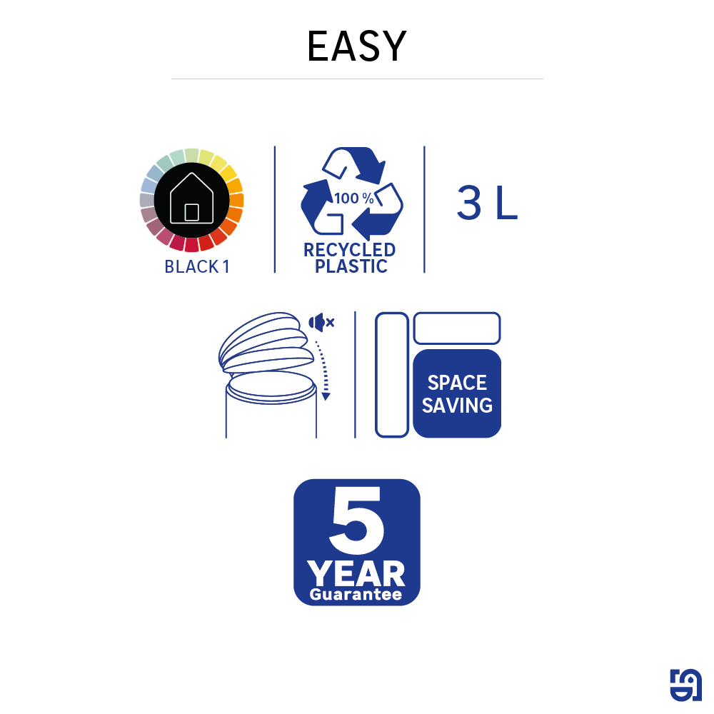Balde de lixo 3 lt preto Sensea Easy - 6