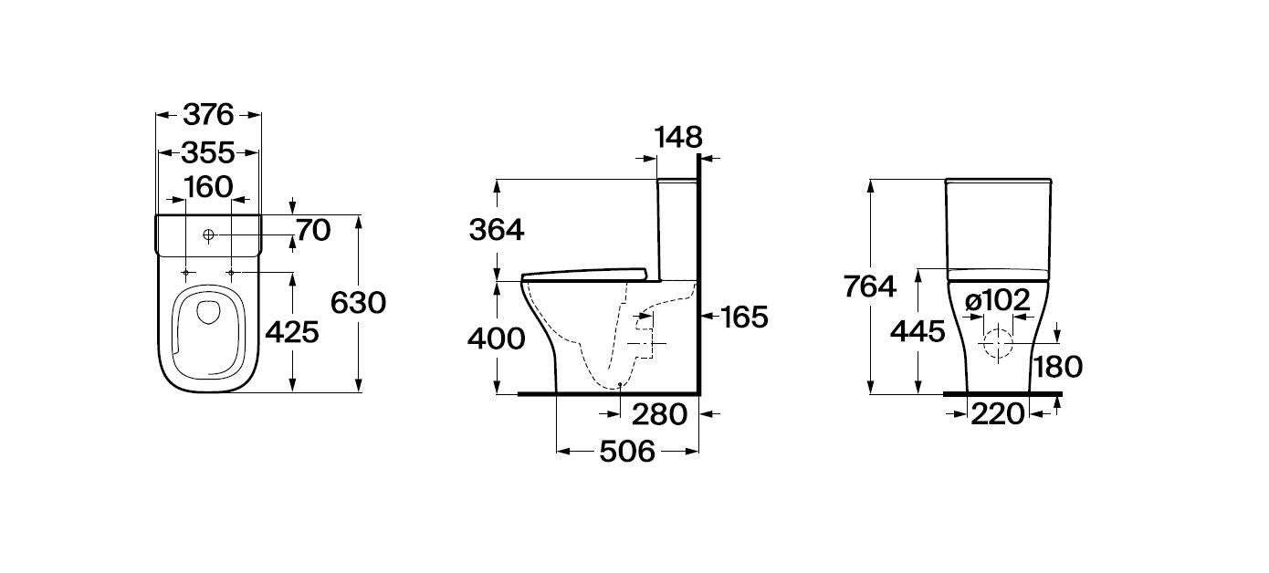 Pack sanita ao chão rimless branco saída duplo 3/4.5 l Roca Adagio - 5