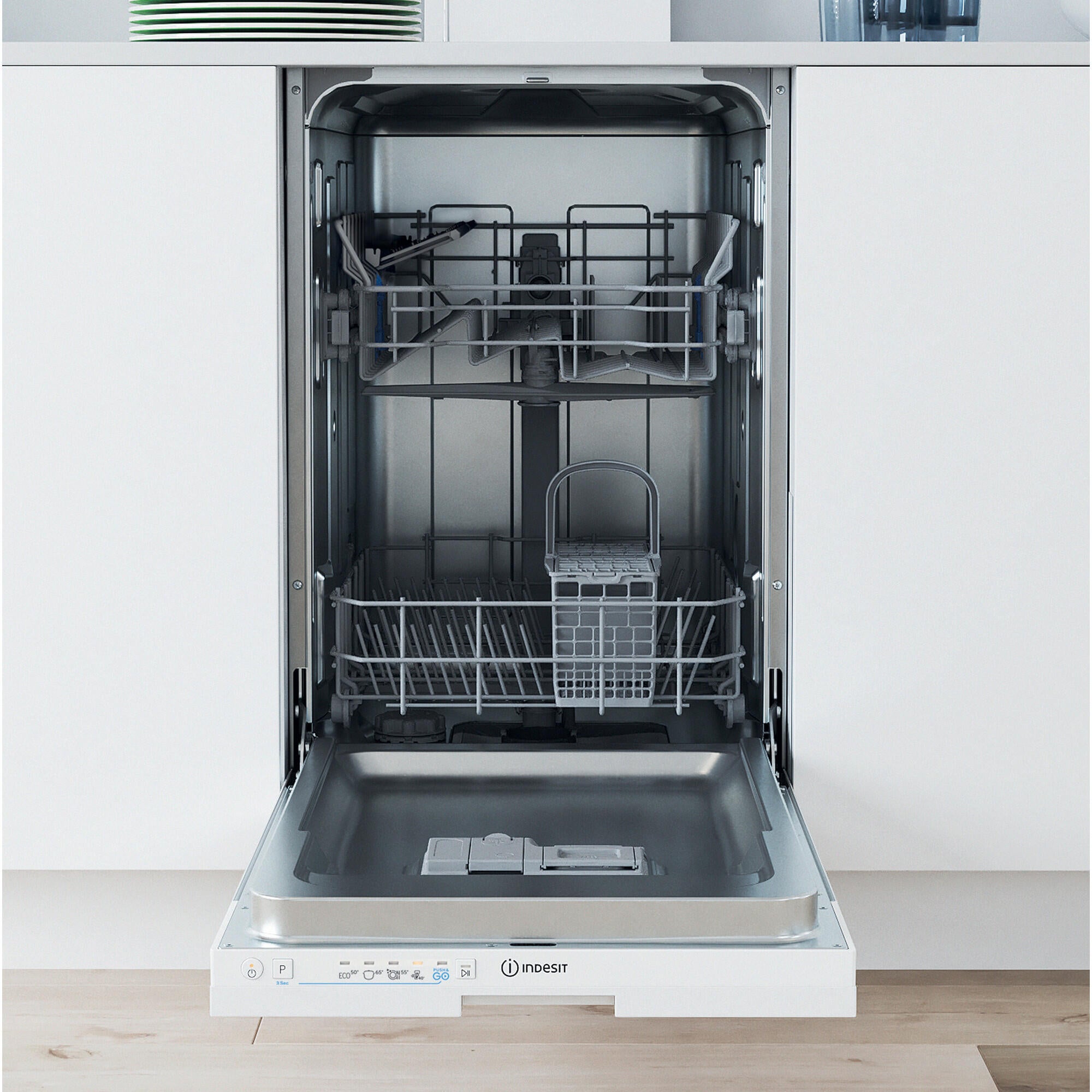 Lavavajillas integrable INDESIT IN2IE10CS80 10 cubiertos 5 programas con inicio diferido blanco 45cm clase E - 2