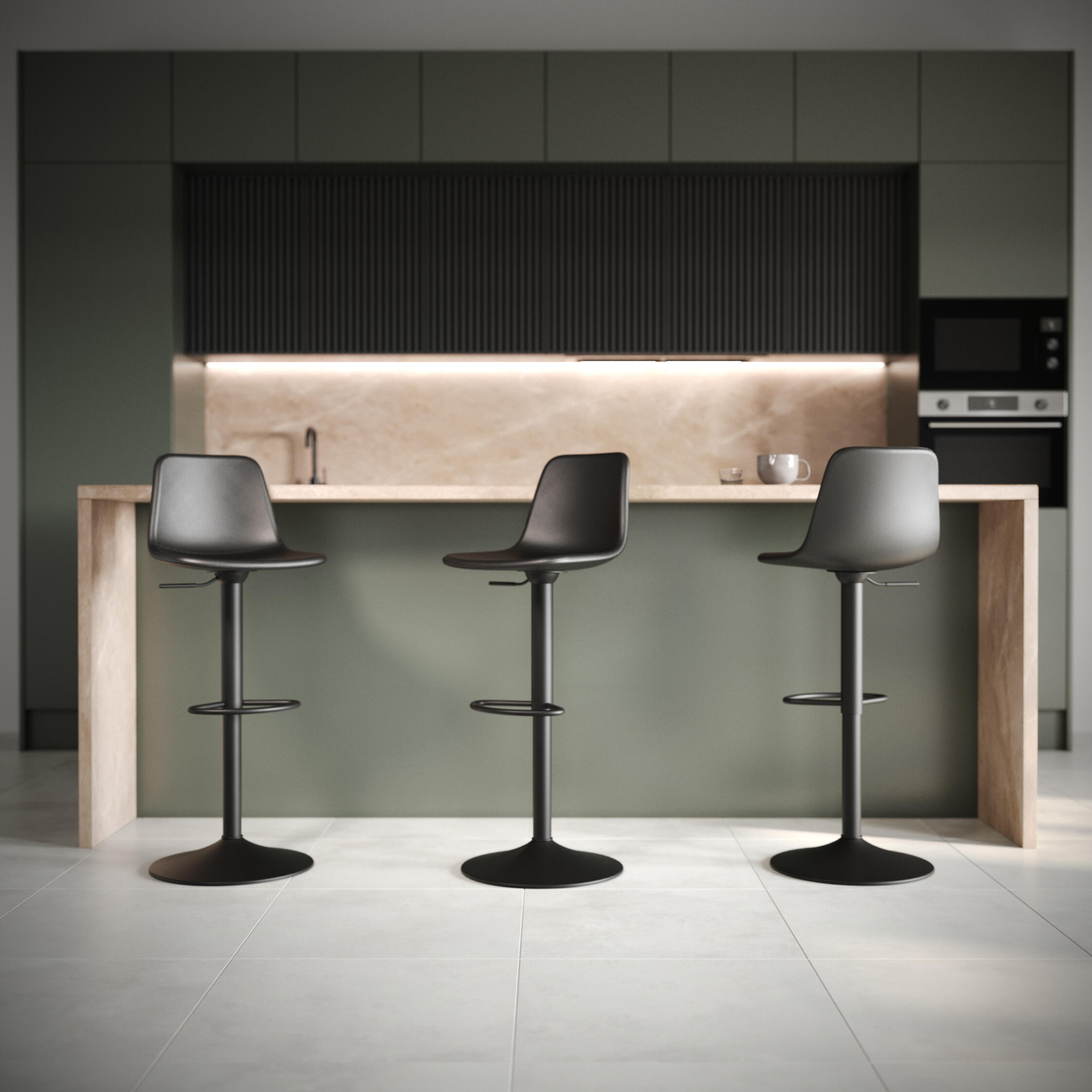 Lot de 2 tabourets de bar Tomy en polyuréthane noir - 2