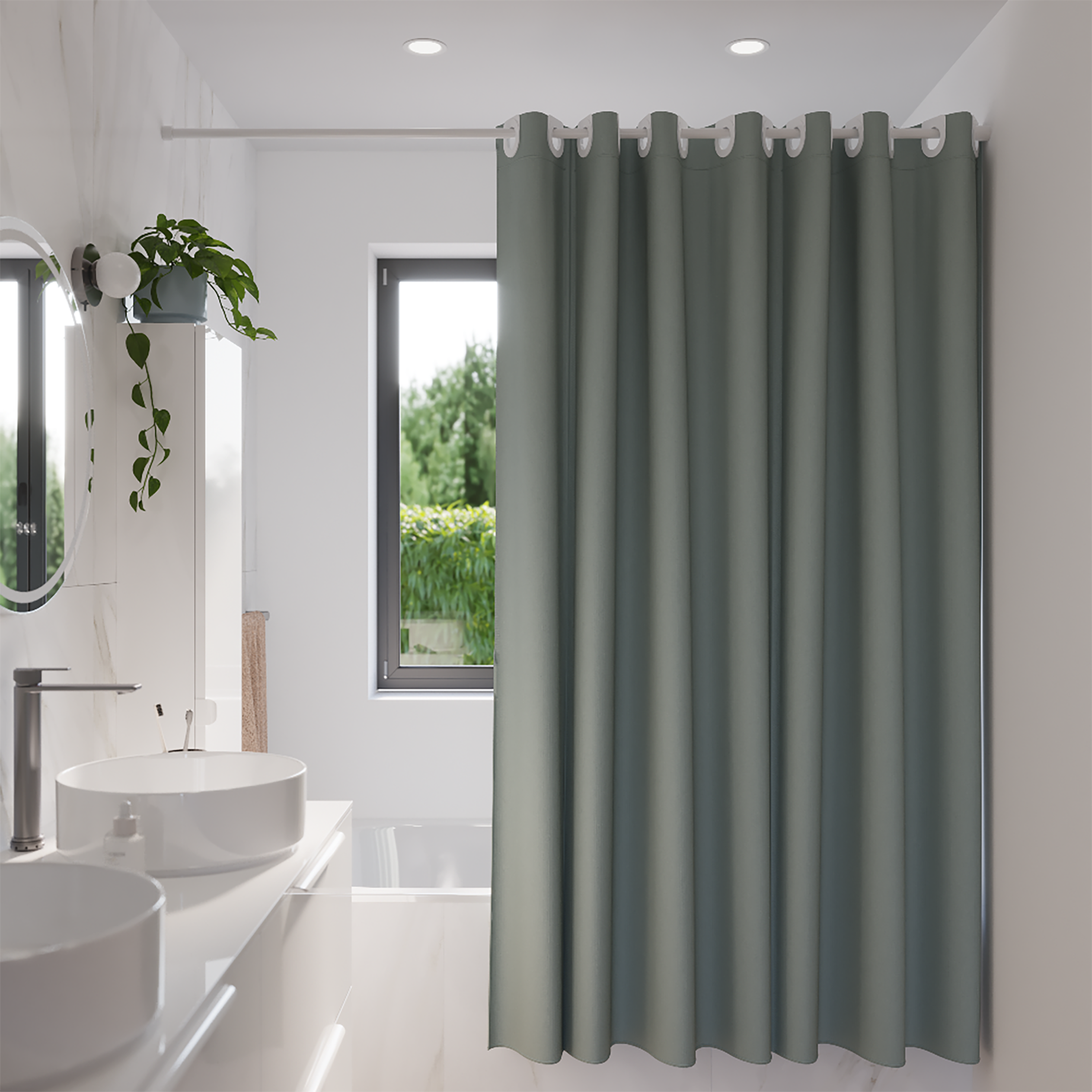 Rideau de douche 180 x 200 cm vert Neo SENSEA - 2