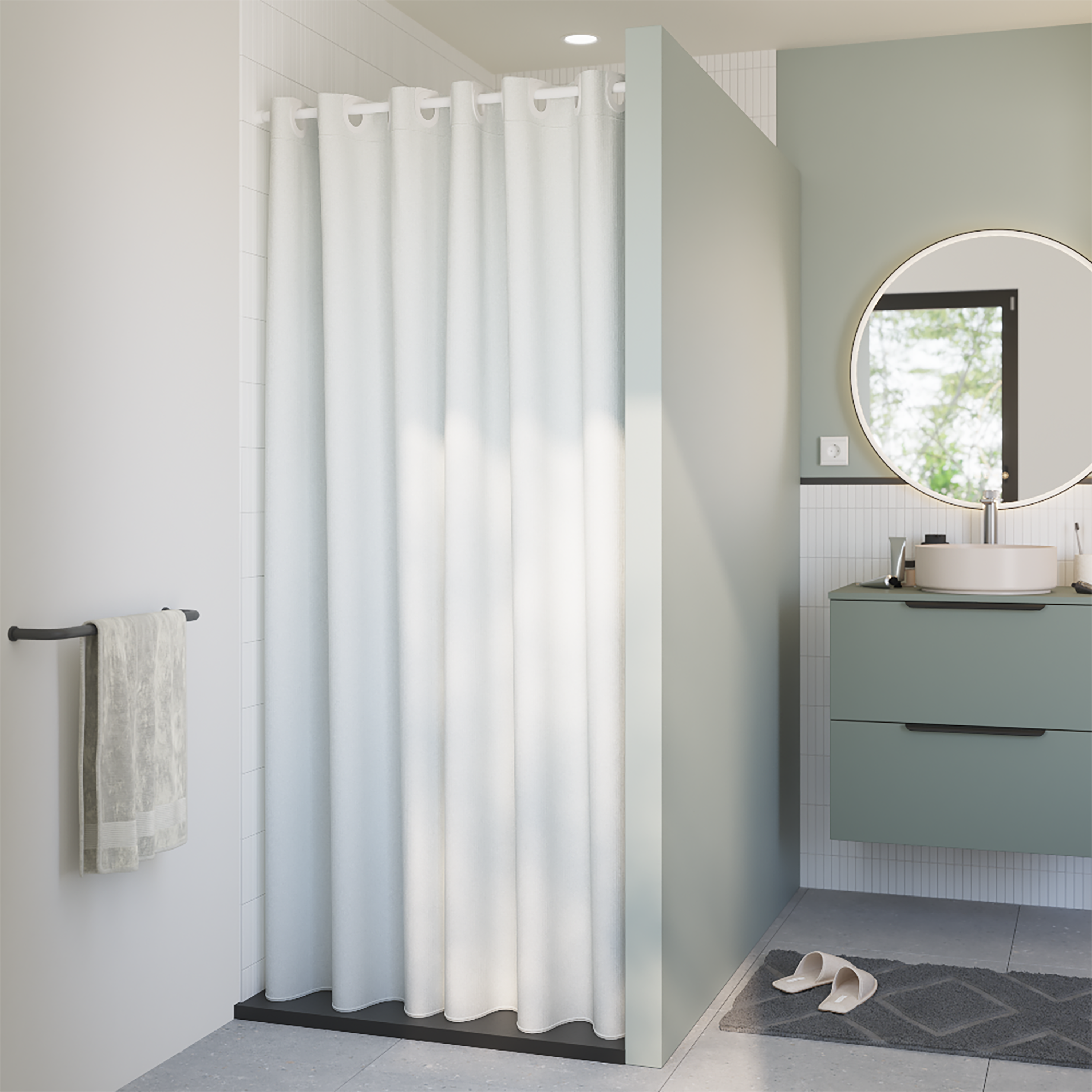 Rideau de douche 120 x 200 cm blanc Neo SENSEA - 2