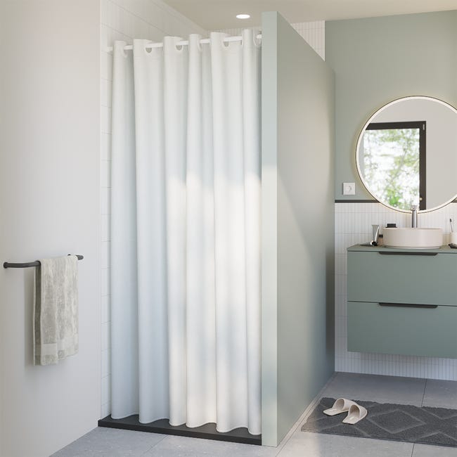 Sfoothome Tenda Doccia In Tessuto Poliestere Impermeabile 90x200 Cm – Antimuffa, Con Pesi E Ganci Inclusi