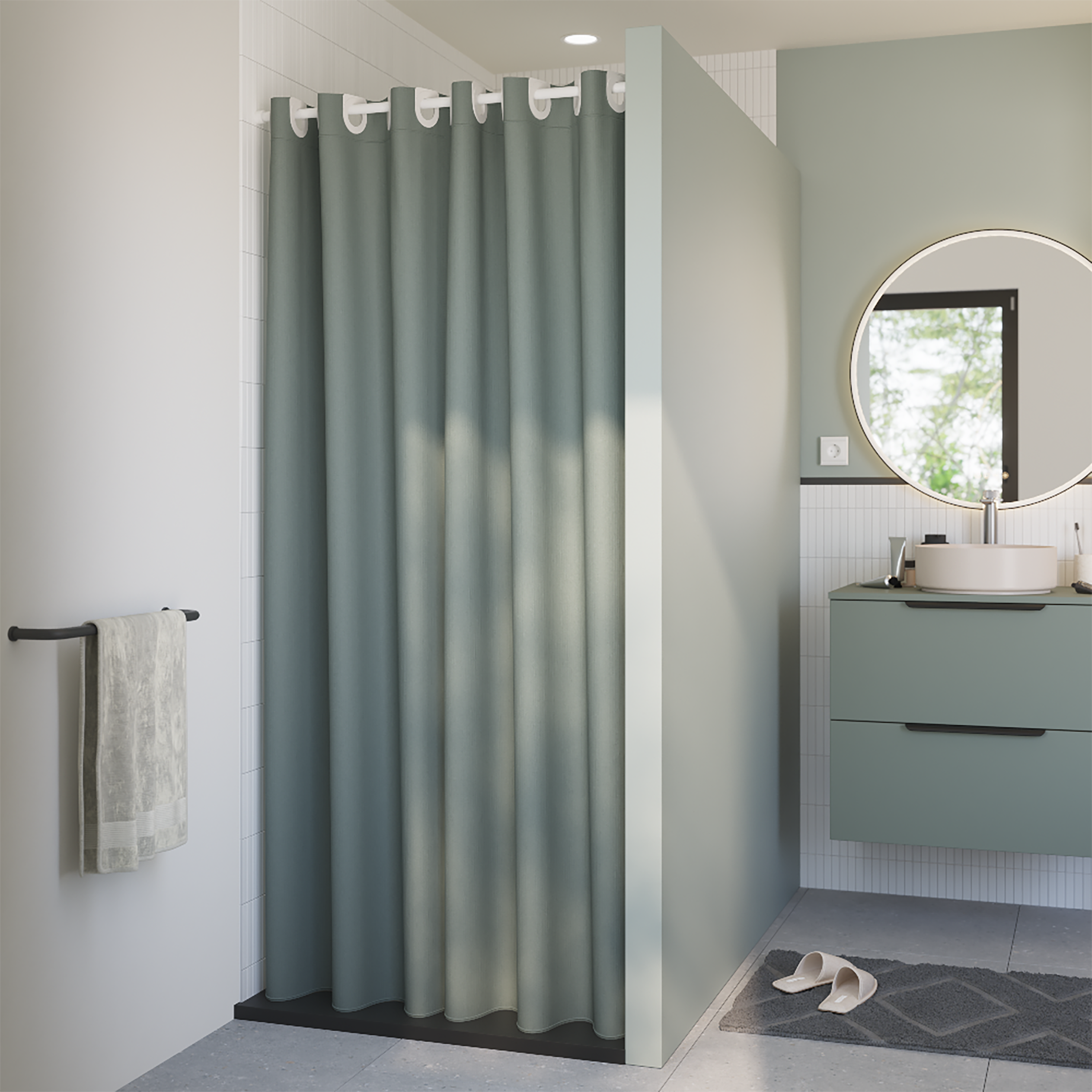 Rideau de douche 120 x 200 cm vert Neo SENSEA - 2