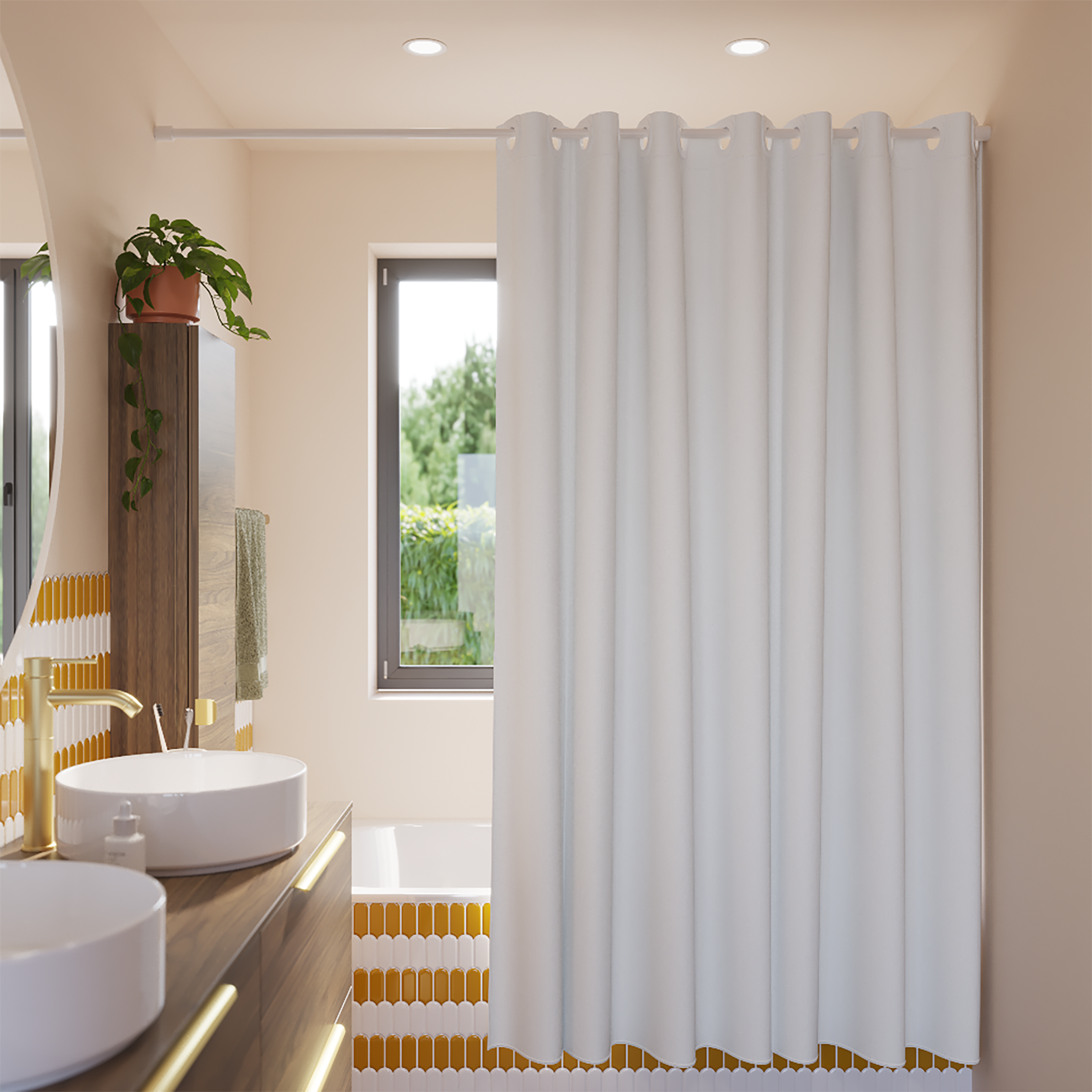 Rideau de douche 180 x 200 cm blanc Neo SENSEA - 2