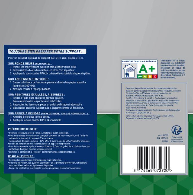 Peinture mur, plafond, boiserie blanc satin RIPOLIN Xpro3 10L+2L gratuit - 9