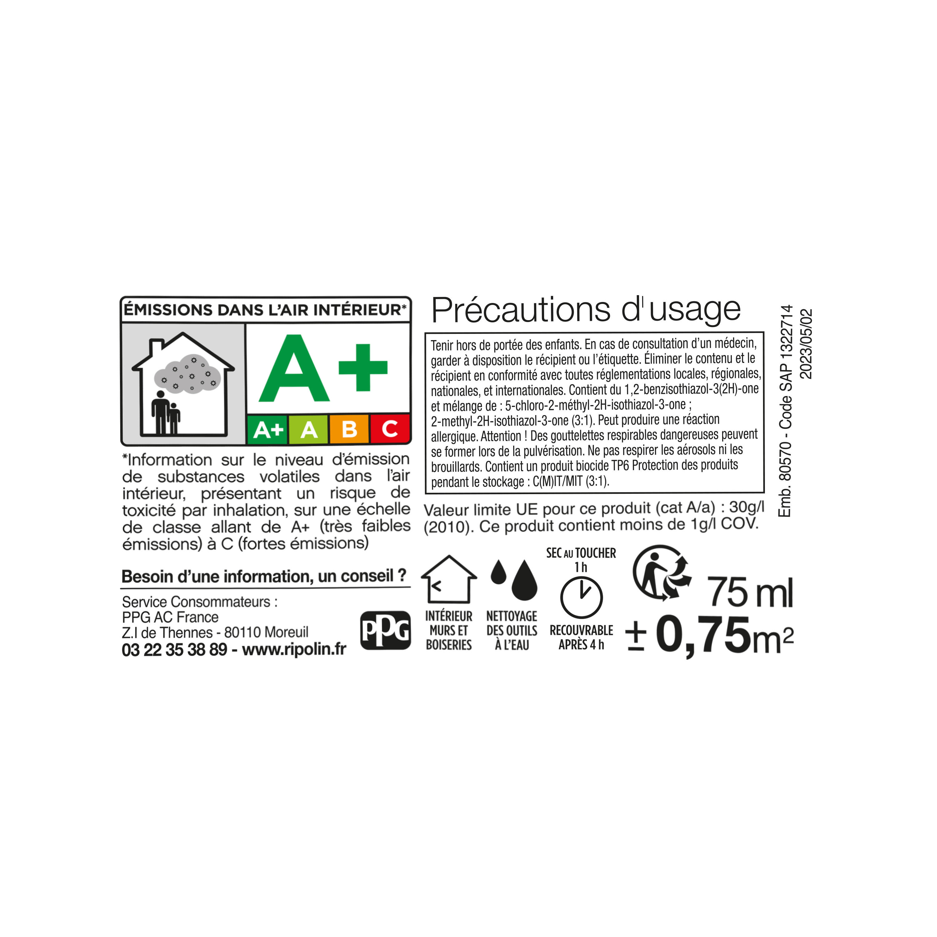 Testeur peinture mur, boiserie, radiateur vert gaspésie satin RIPOLIN , 75ml - 9