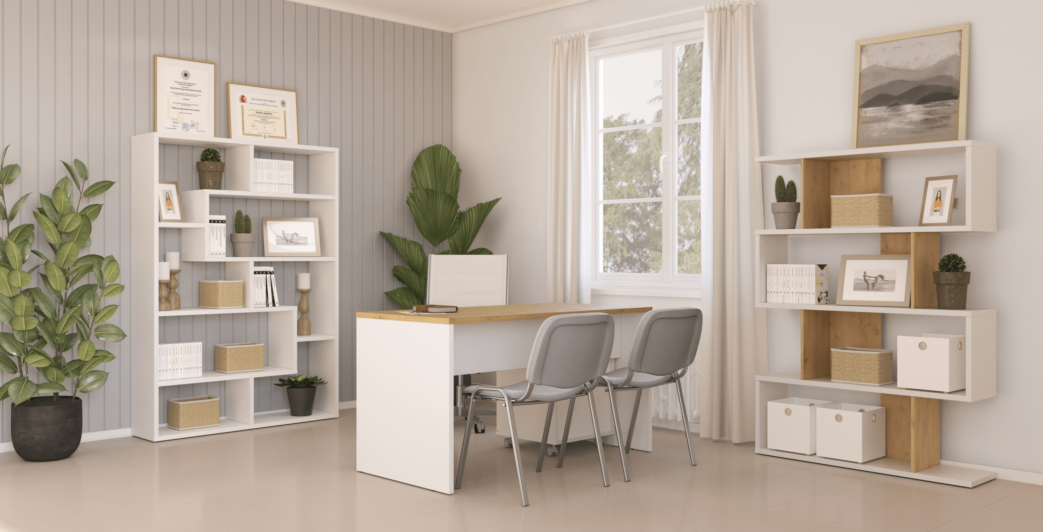 Mesa de escritorio elegance blanco/roble 138.5x75x67.2cm