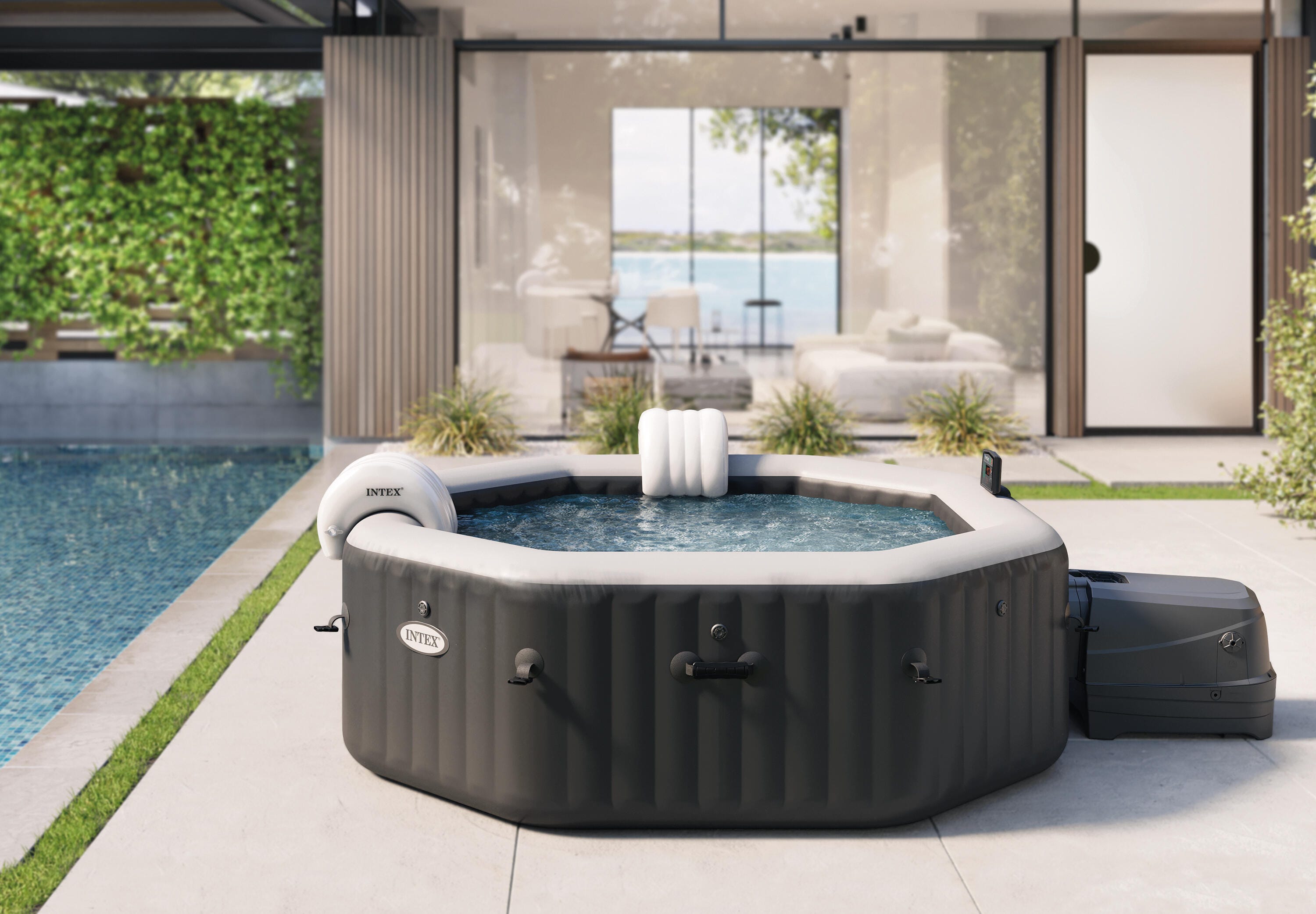 Pure Spa gonflable INTEX Carbone, octogonal, 6 places | Leroy Merlin