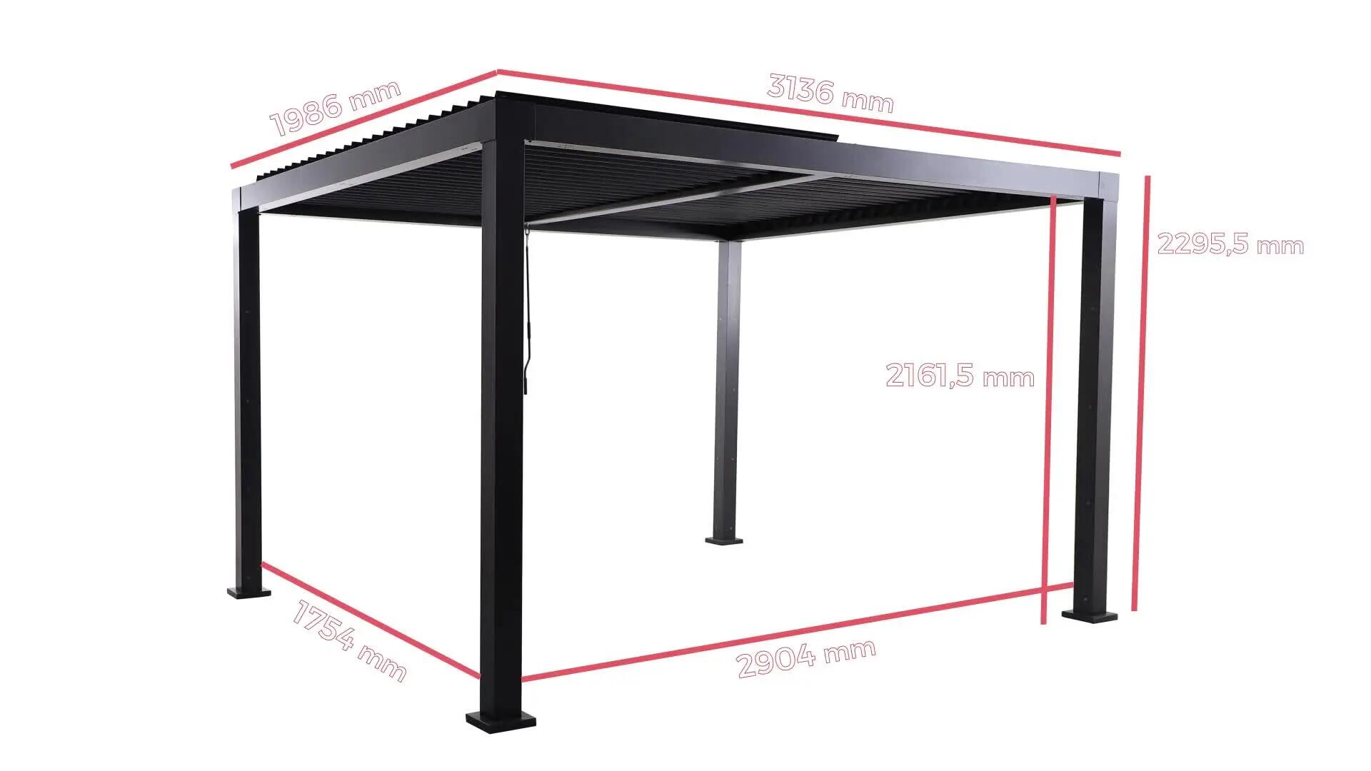 Pérgola bioclimática de aluminio NATERIAL Origin gris y lama gris oscuro de 313 x 198 x 229 cm manual - 4