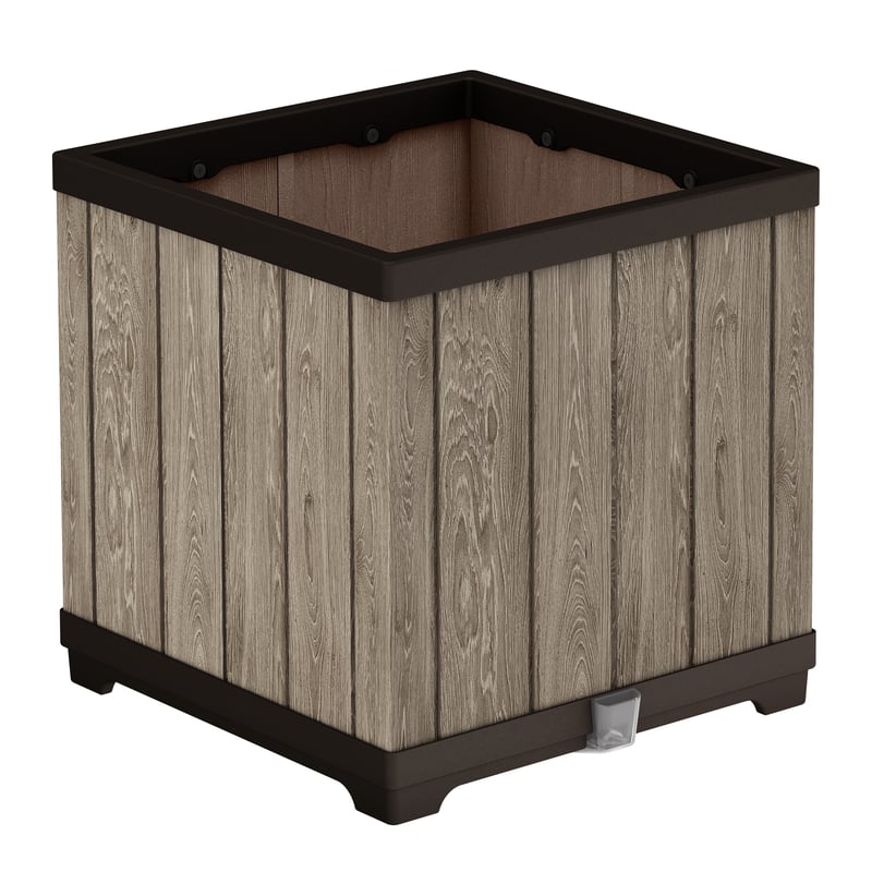 Donica plastikowa Deco Ashwood 45.5x45.5x45.5 cm brązowa Keter