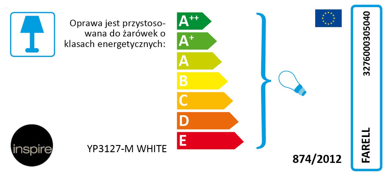 Lampa wisząca Farell biała E27 Inspire - 7