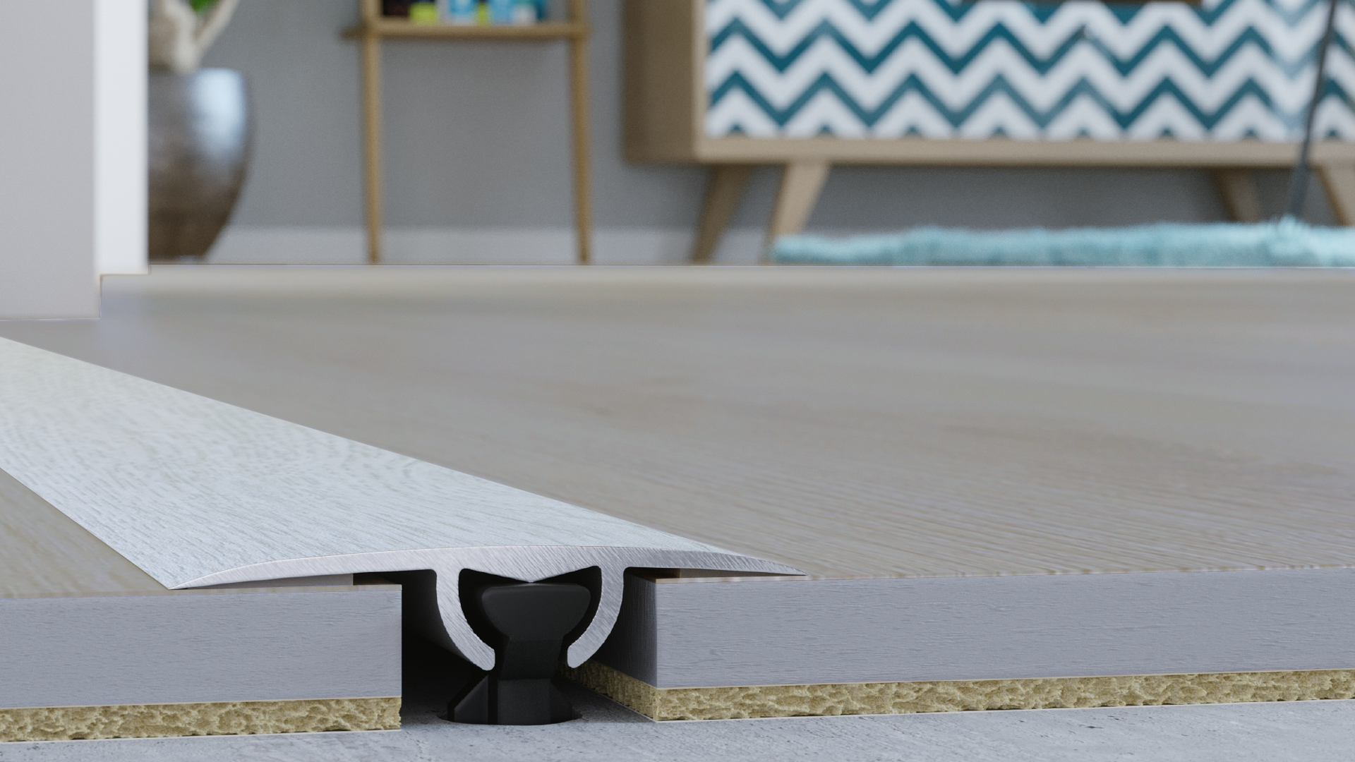 Profilo di espansione da incollare CS30 2IN1 93CM 030 in alluminio legno Sp 17mm x L 93 x L 3 cm - 2