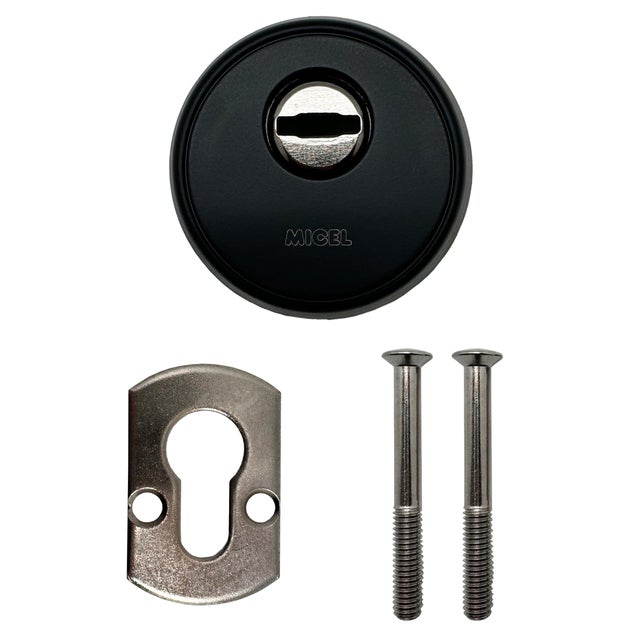 ESCUDO SEGURIDAD  63MM ACABADO NEGRO