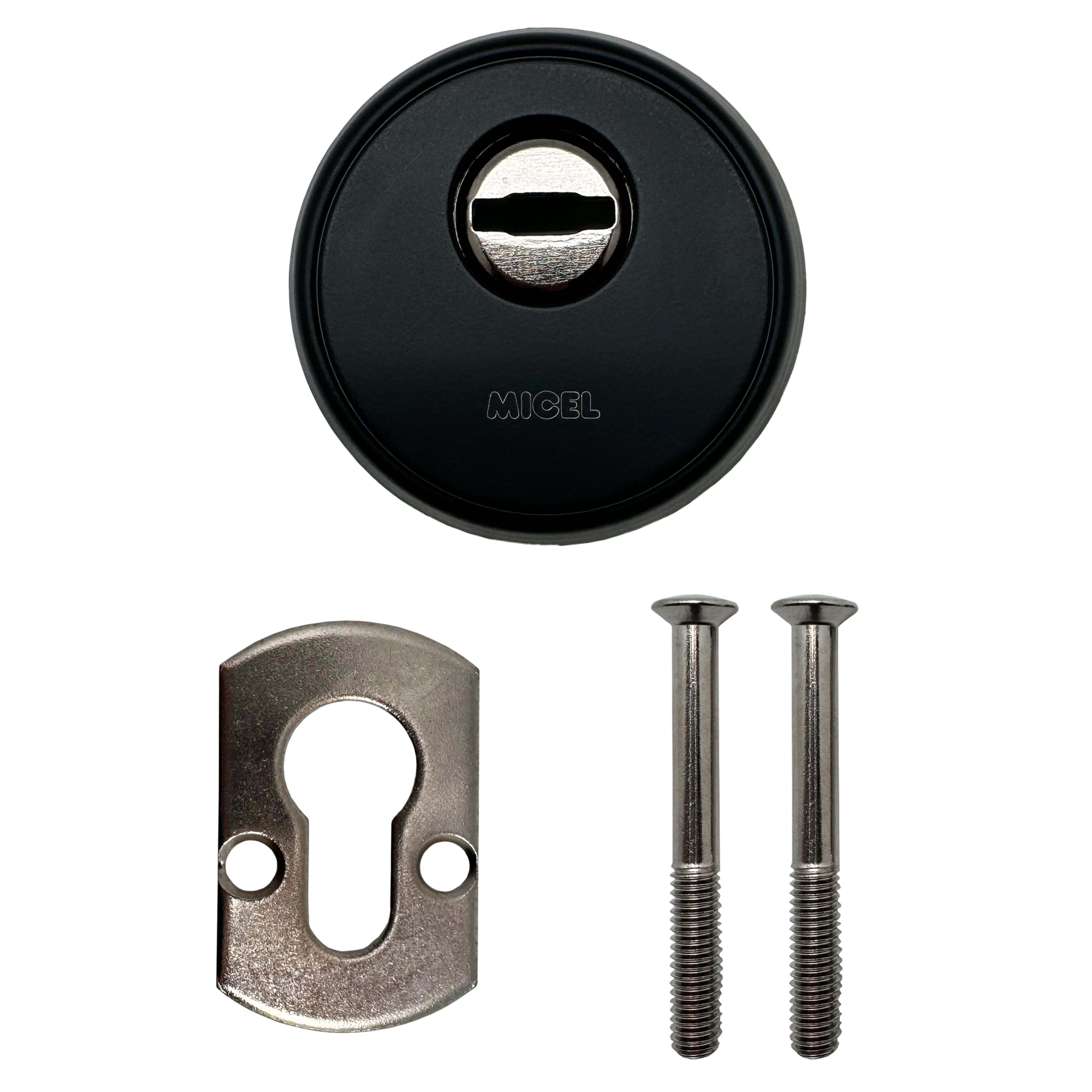 ESCUDO SEGURIDAD  63MM ACABADO NEGRO - 2