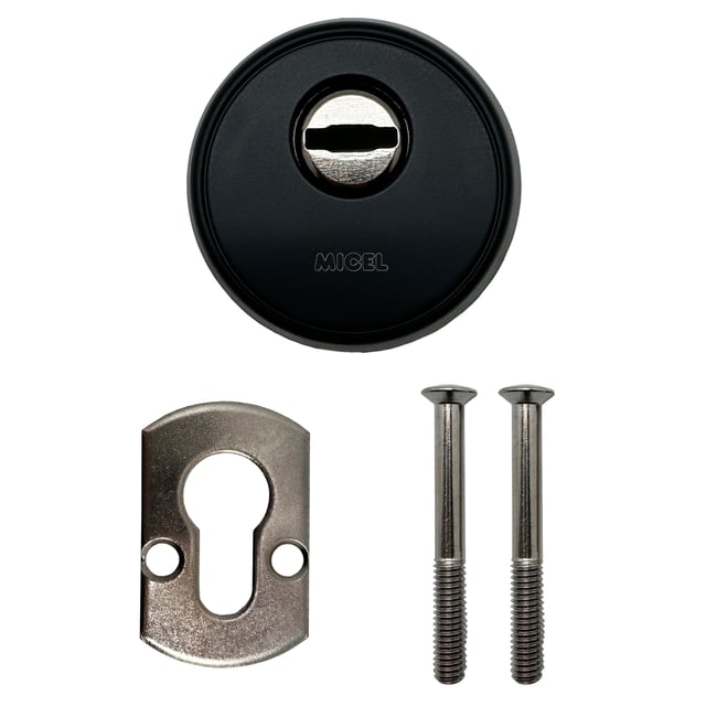 ESCUDO SEGURIDAD  63MM ACABADO NEGRO