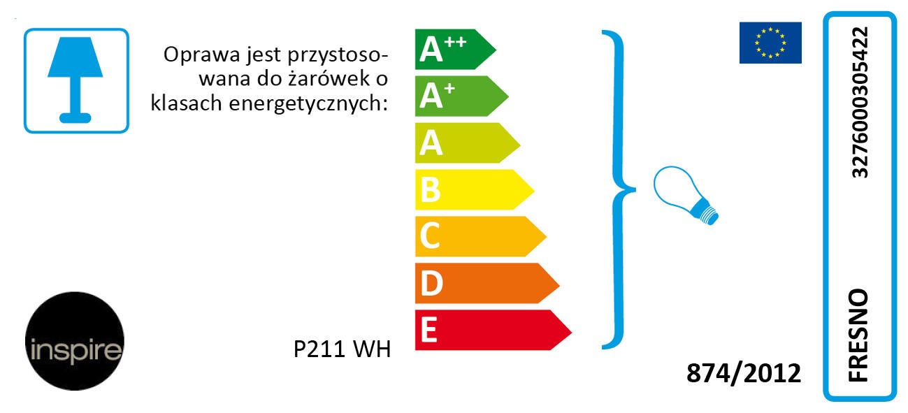 Lampa wisząca Fresno biała E27 Inspire - 3