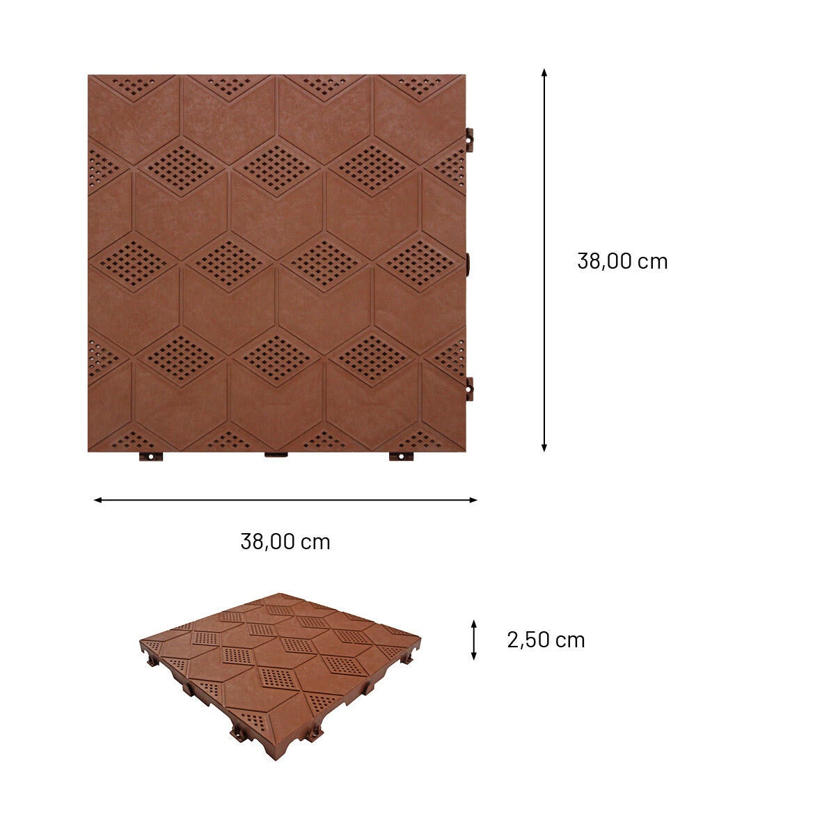 Piastrella d'appoggio in polietilene SNAP marrone L 38 x L 38 cm x Sp. 25 mm - 5