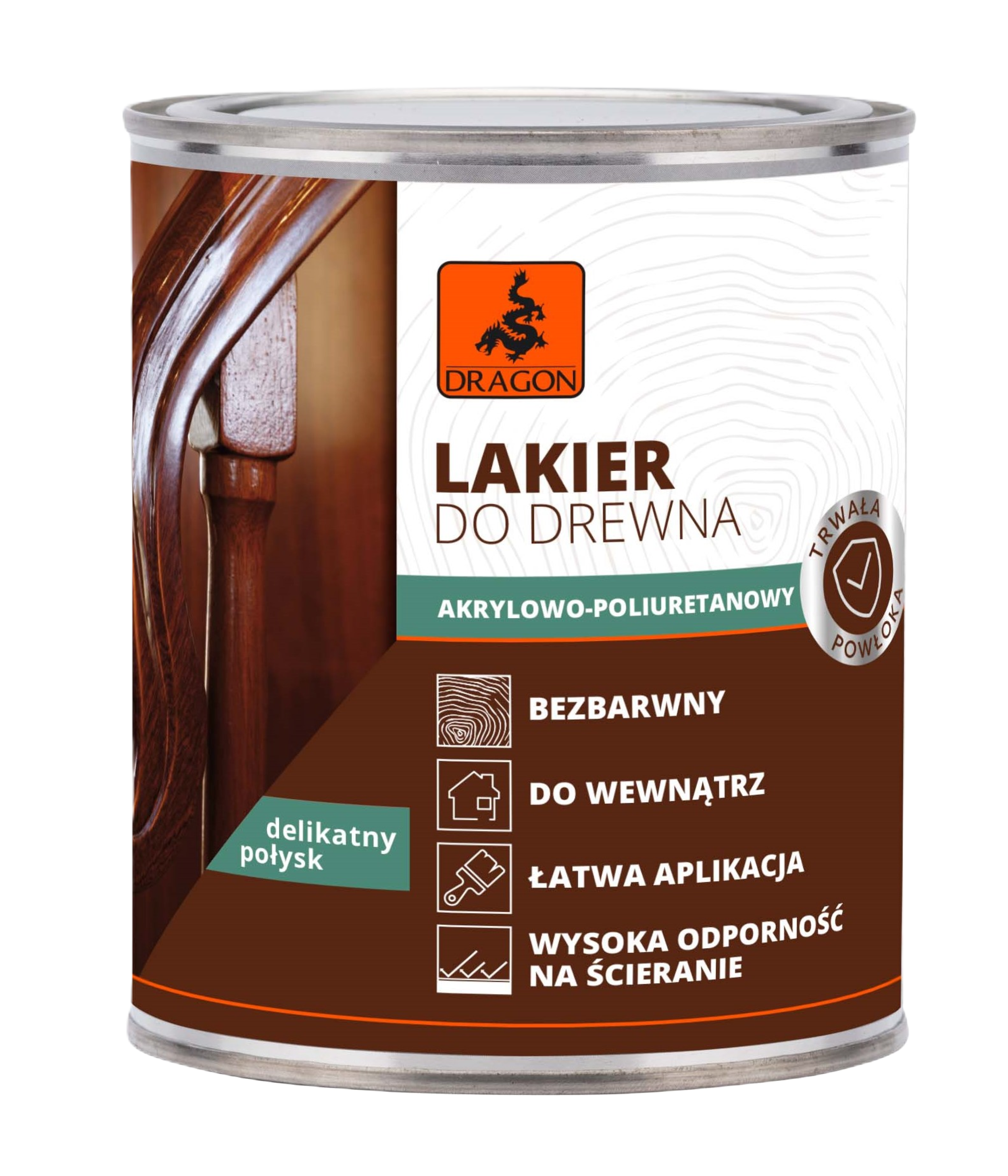 Lakiery do drewna akrylowo-poliuretanowy bezbarwny 0.75 l Dragon