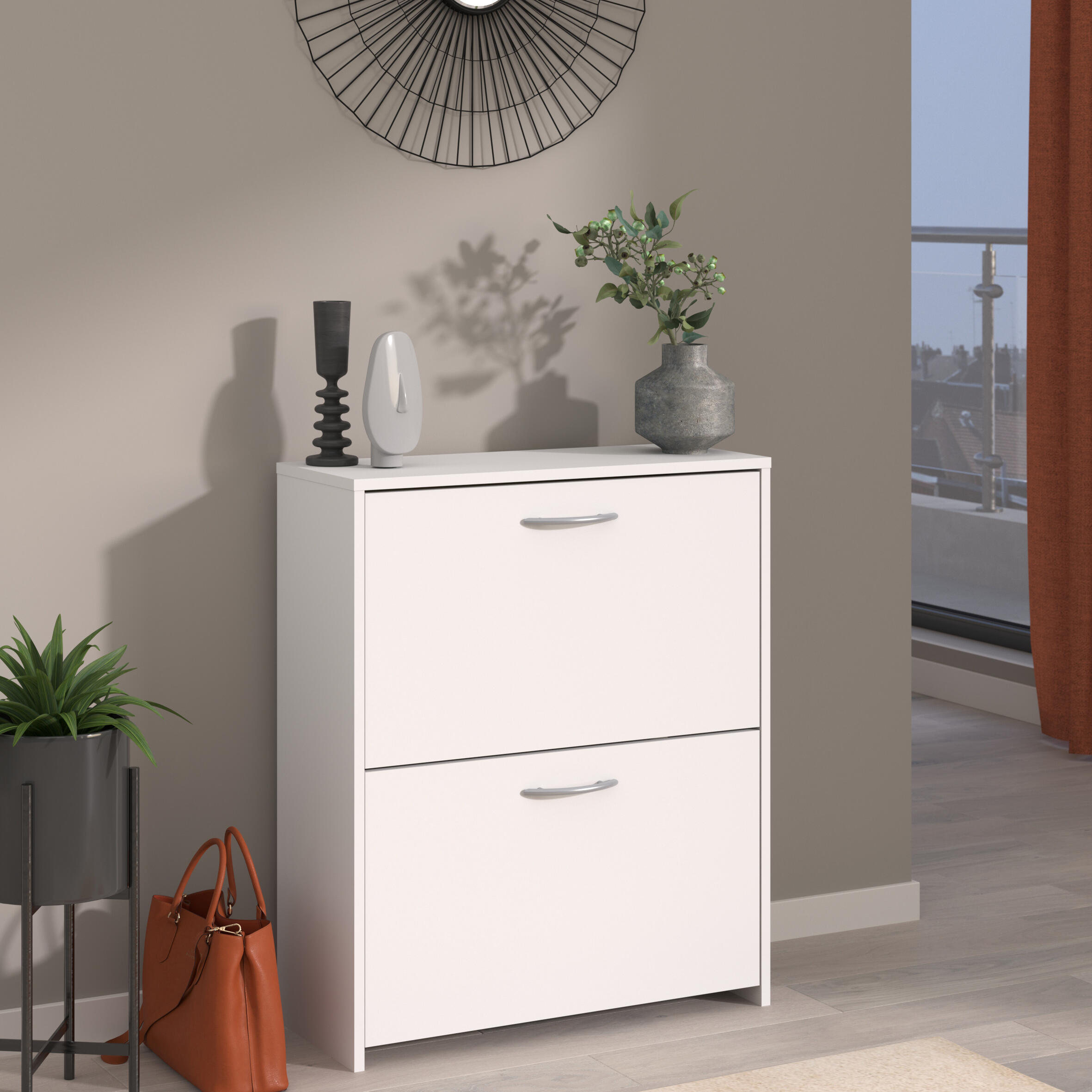 Meuble à chaussures blanc 12 paires H.78.5 x l.66.5 x P.25.5 cm - 2