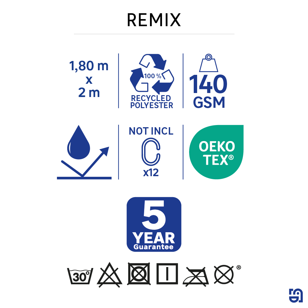 Cortina de Duche 180x200 cm azul Sensea Remix - 6