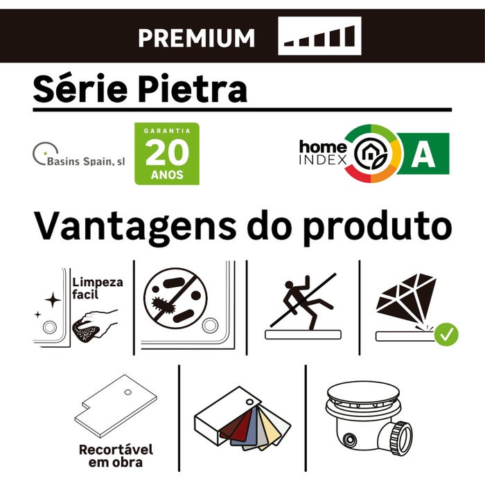 vantagens gama de base de duche Pietra quartil premium