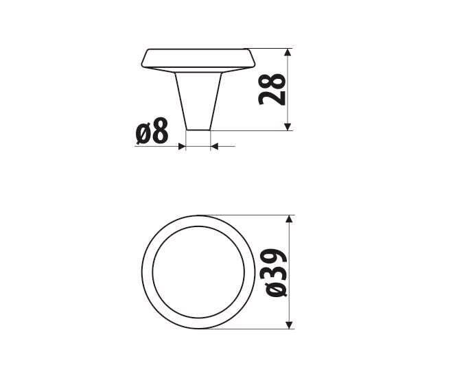 Bouton de porte Zamak finition noir mat diam. 38 mm -  GU09 - 2