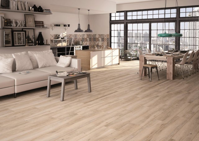Carrelage sol intérieur effet bois l.23x L.120 cm - Wood Beige