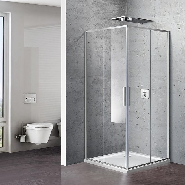 Cabine de duche quadrada 80x80x195 cm perfil cromado Aqua