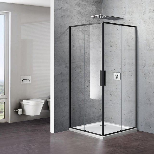 Cabine de duche quadrada 80x80x195 cm perfil preto Aqua