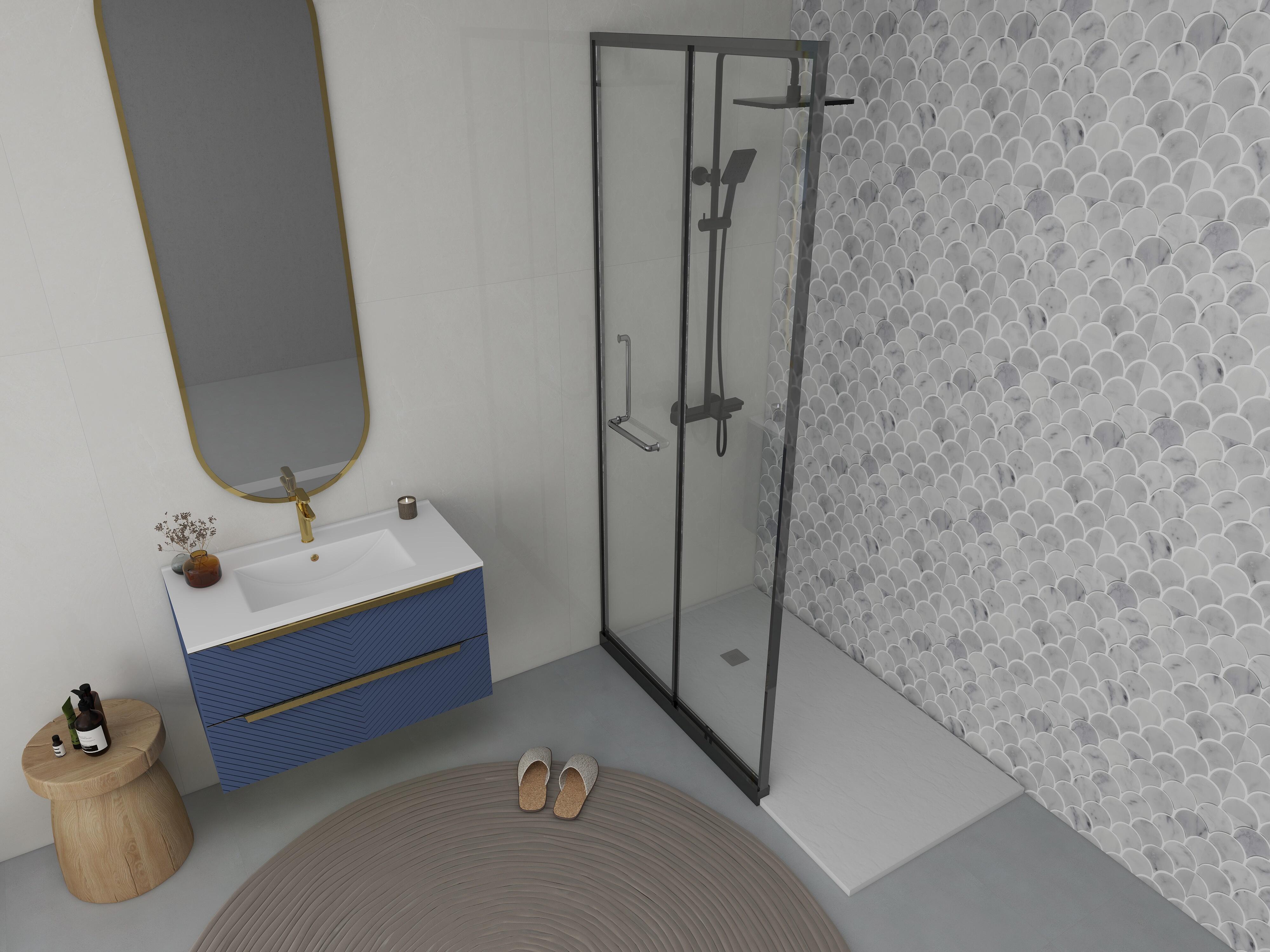 Base de duche 70x120xcm branco Resina - 4