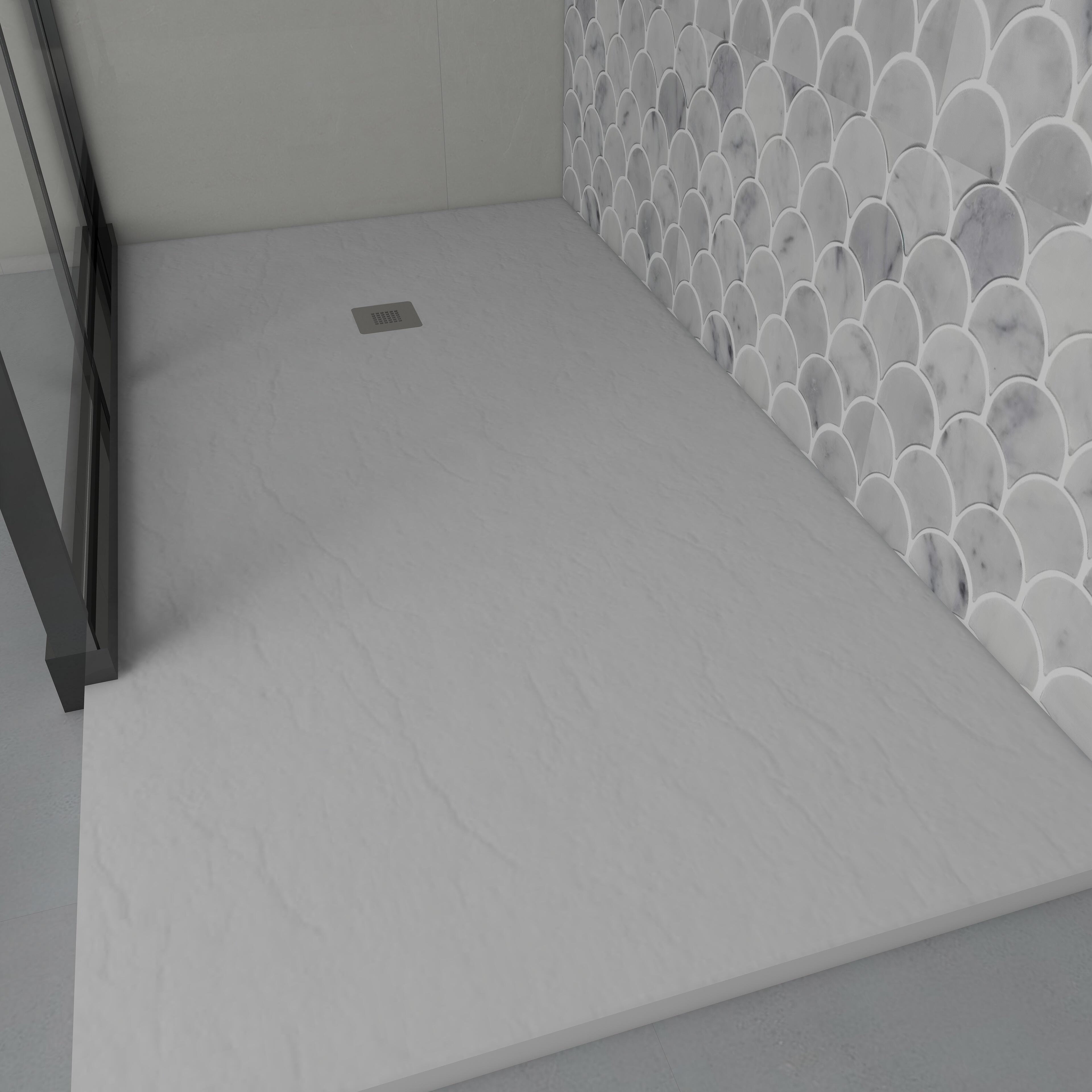 Base de duche 80x160xcm branco Resina - 3